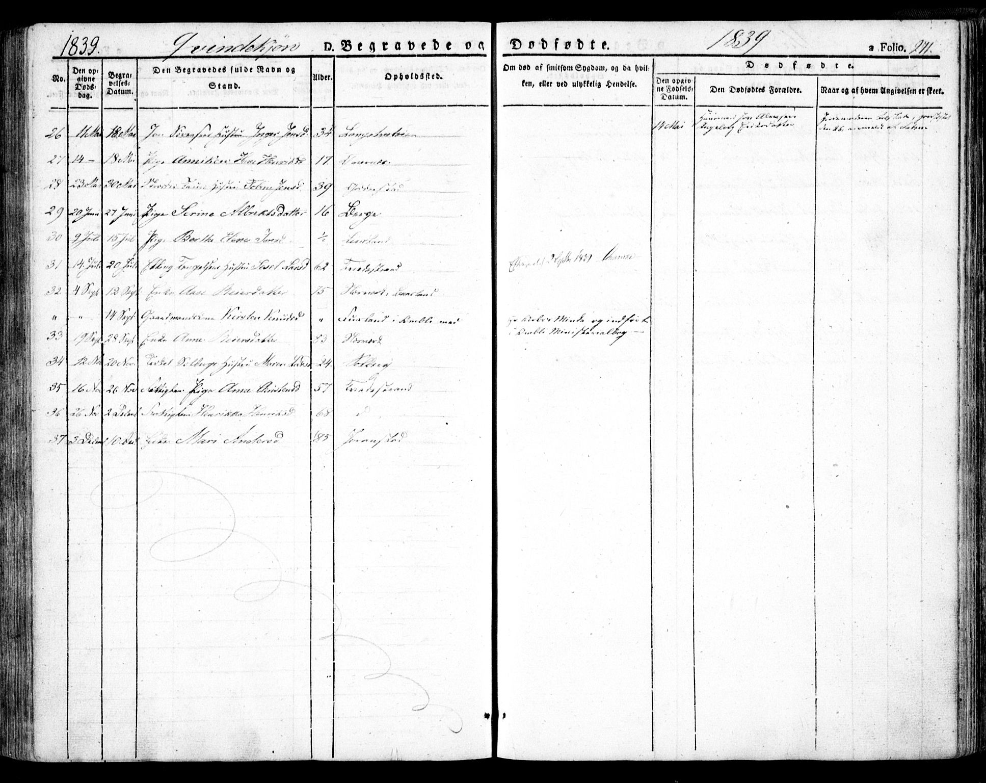 Holt sokneprestkontor, SAK/1111-0021/F/Fa/L0007: Parish register (official) no. A 7, 1836-1848, p. 271