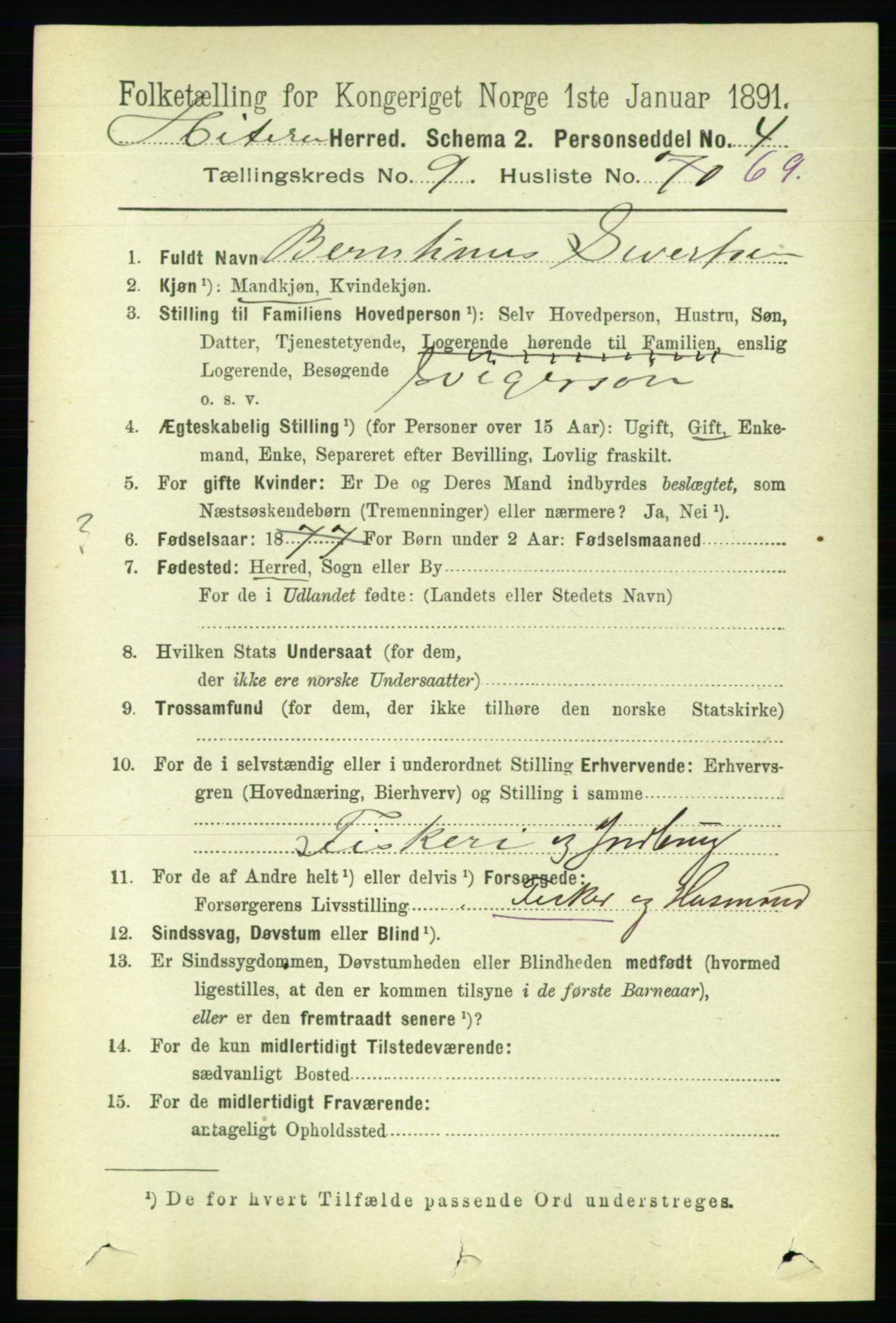 RA, 1891 census for 1617 Hitra, 1891, p. 2205