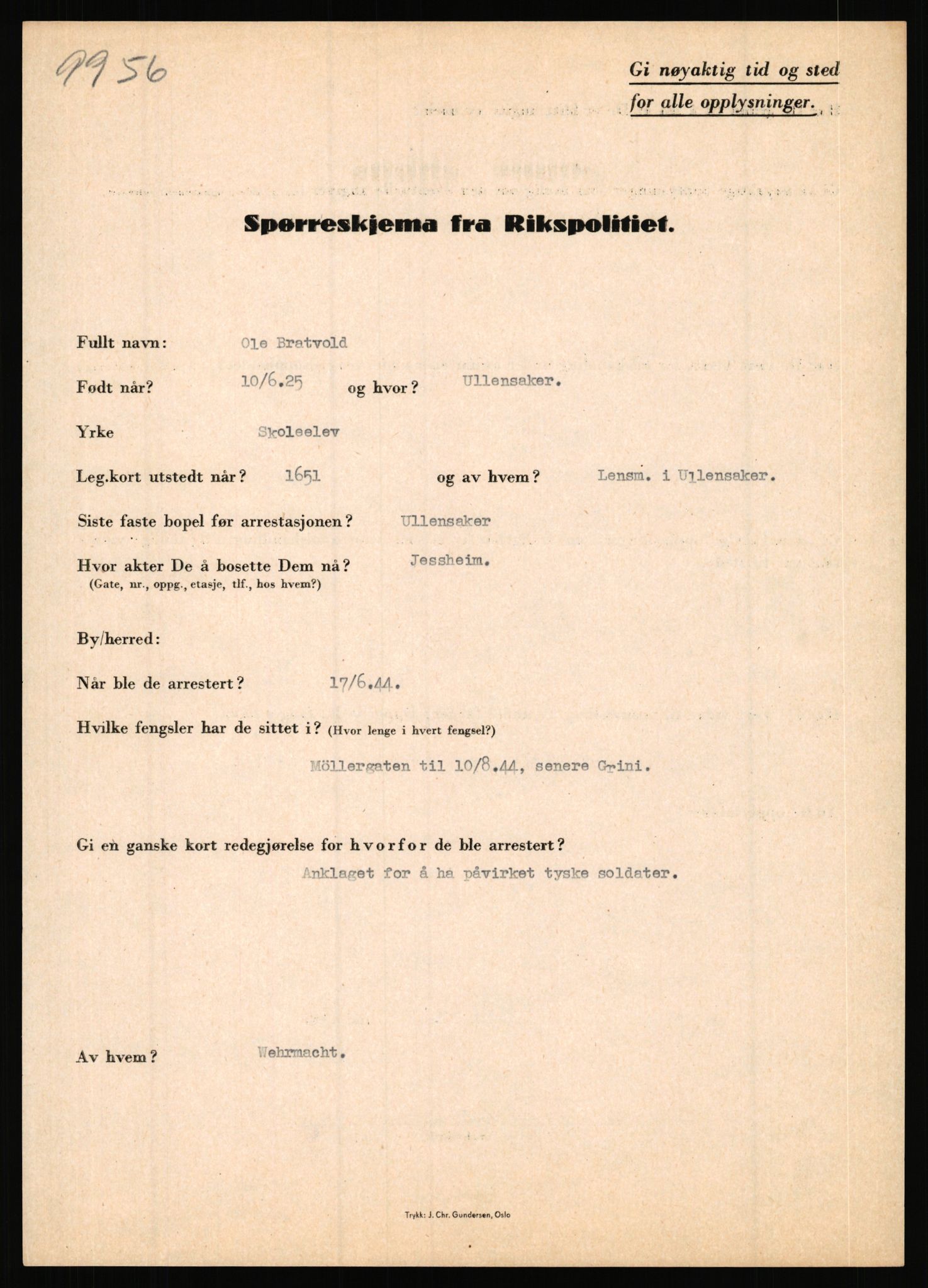 Rikspolitisjefen, AV/RA-S-1560/L/L0002: Berg, Alf - Bråthen, Thorleif, 1940-1945, p. 908