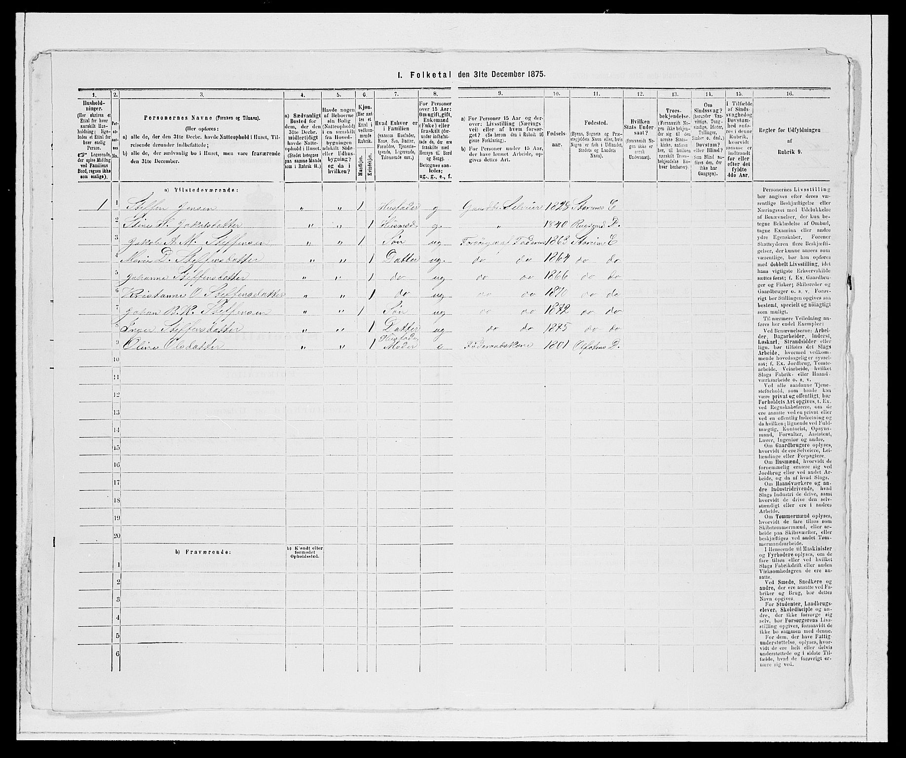 SAB, 1875 Census for 1443P Eid, 1875, p. 818