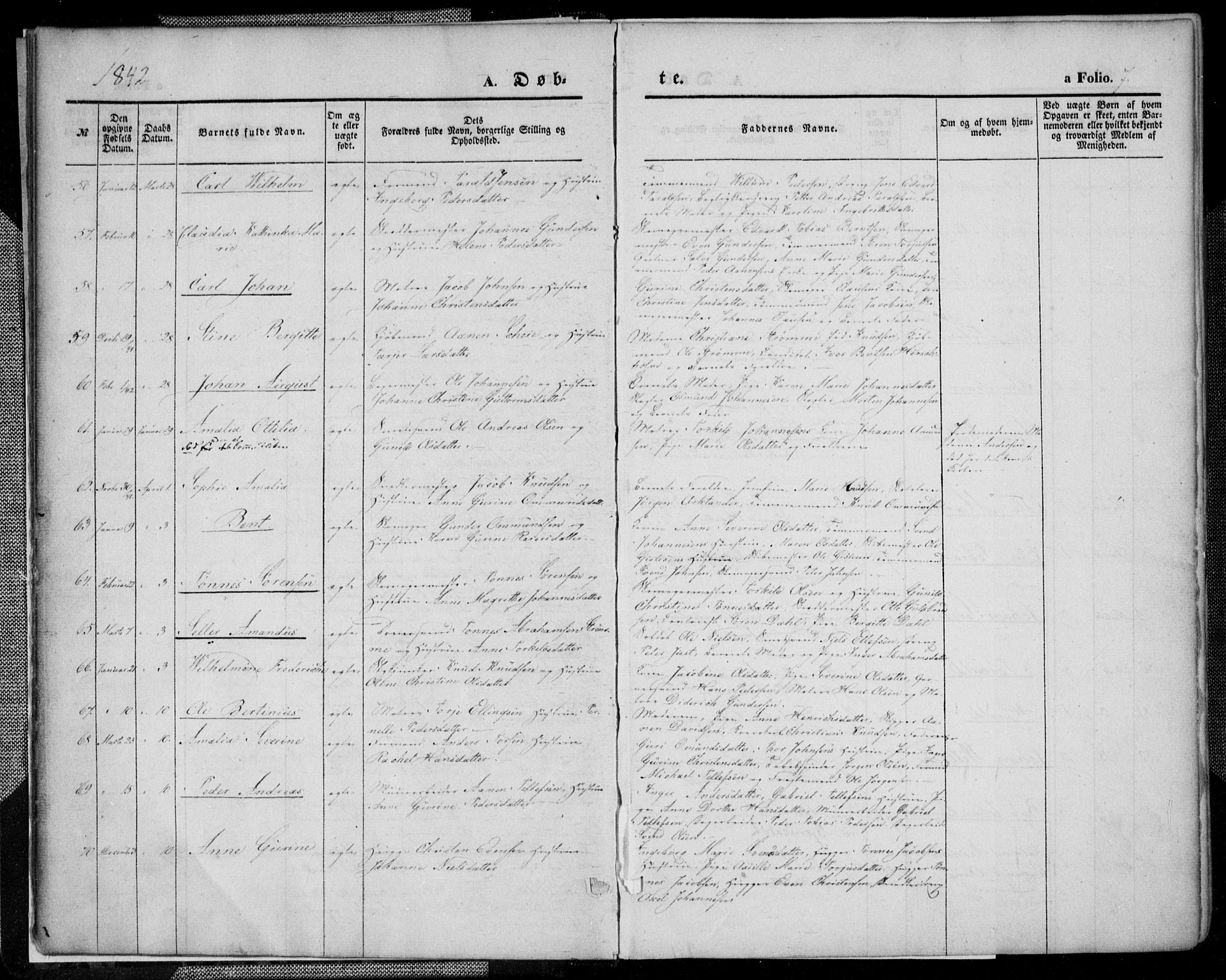 Kristiansand domprosti, AV/SAK-1112-0006/F/Fa/L0013: Parish register (official) no. A 13, 1842-1851, p. 7