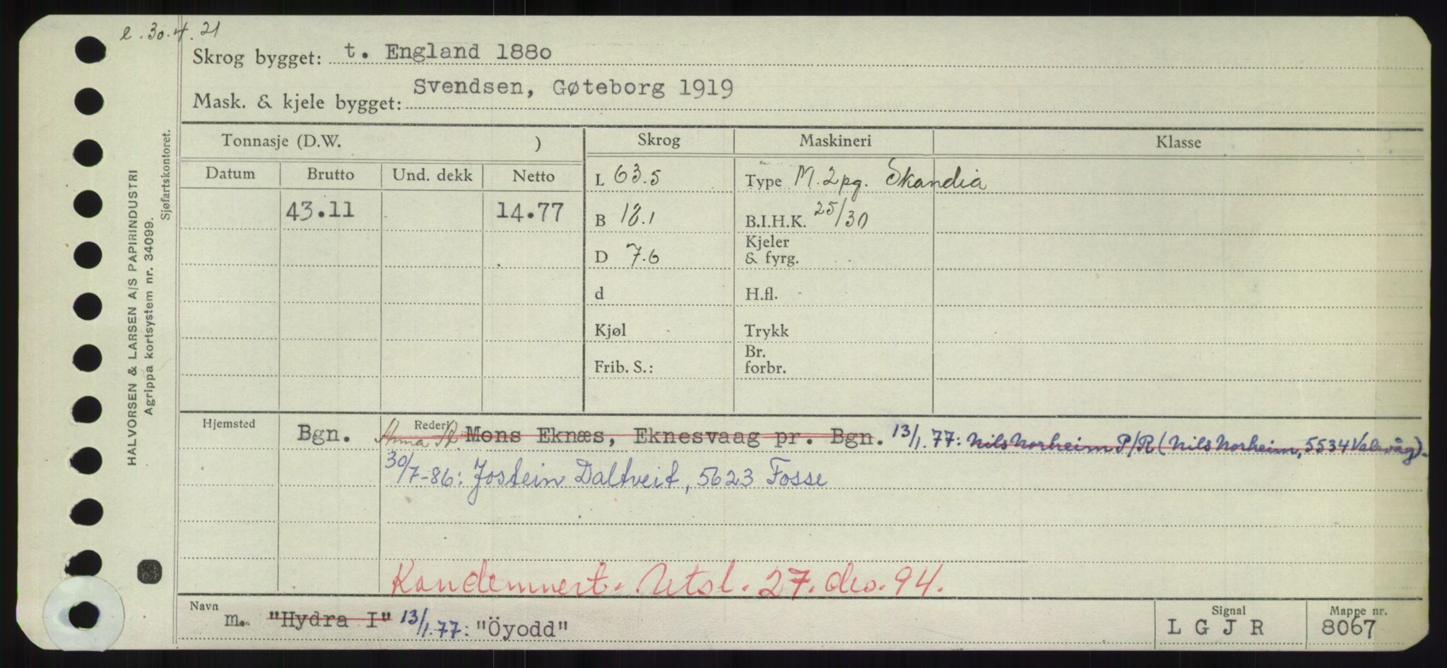 Sjøfartsdirektoratet med forløpere, Skipsmålingen, RA/S-1627/H/Hd/L0041: Fartøy, Vi-Ås, p. 611