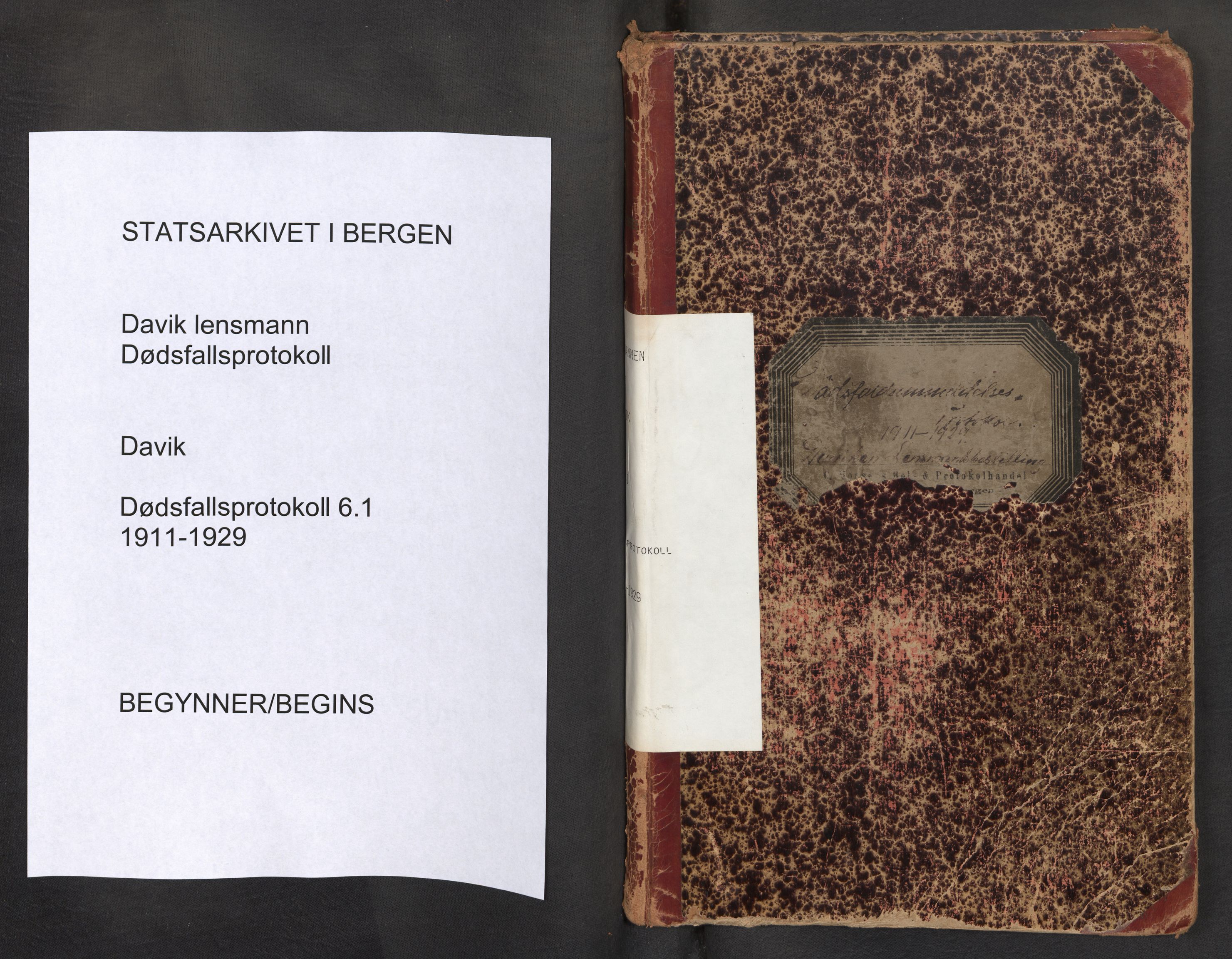 Lensmannen i Davik, AV/SAB-A-26801/0006/L0001: Dødsfallprotokoll, 1911-1929