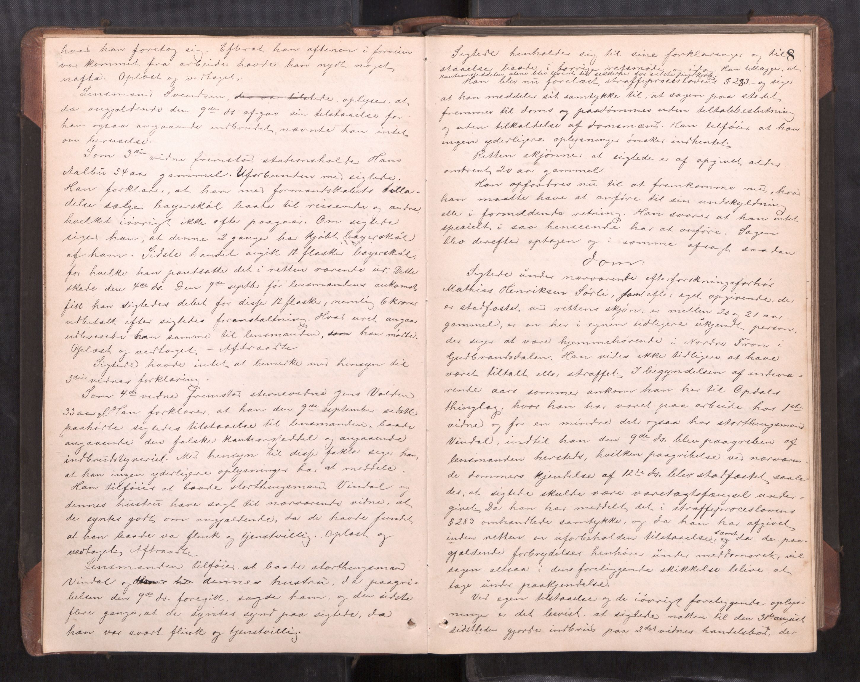Orkdal sorenskriveri, AV/SAT-A-4169/1/1/1B/L0021: Ekstrarettsprotokoll, 1892-1897, p. 7b-8a
