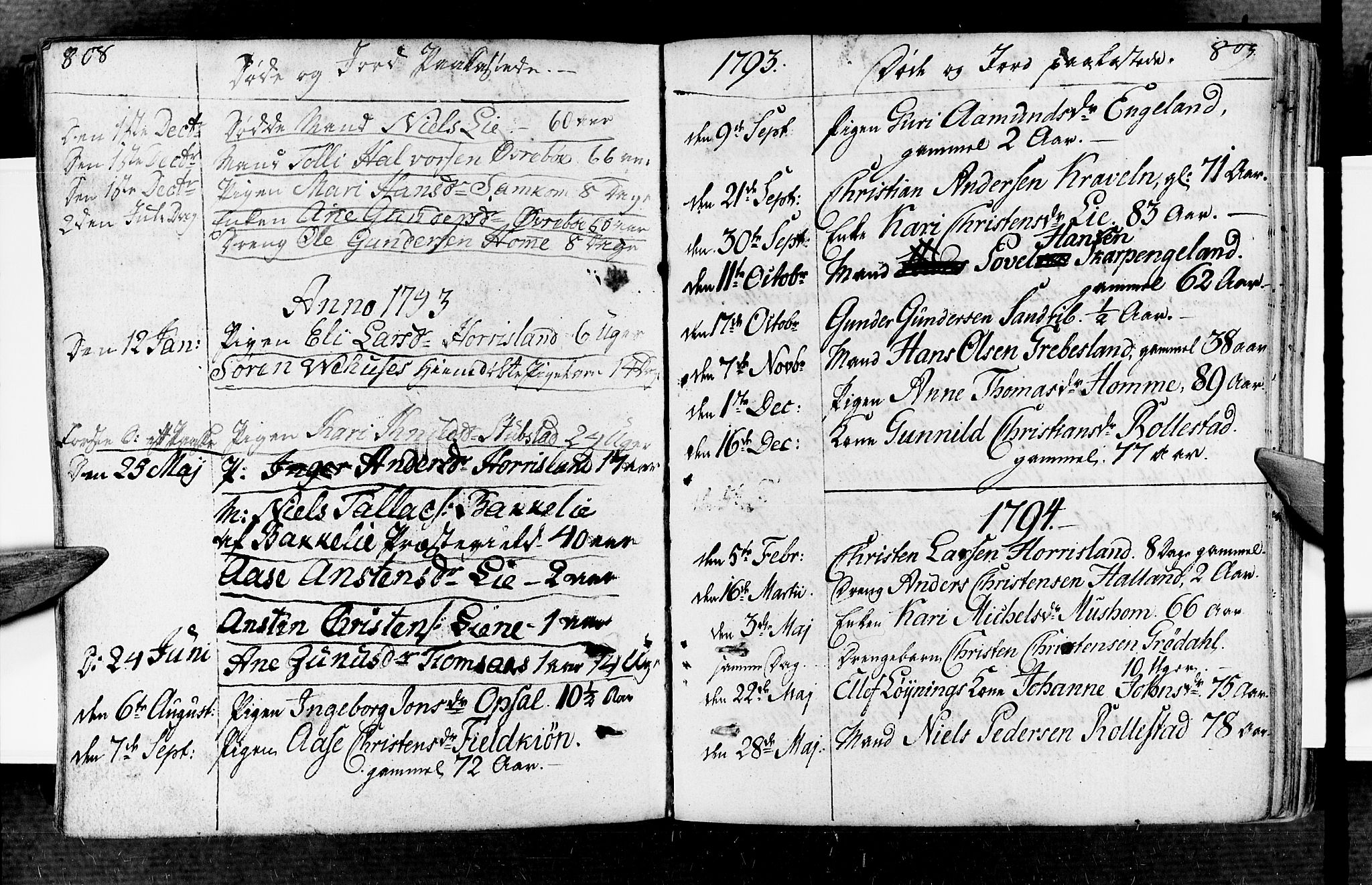 Vennesla sokneprestkontor, AV/SAK-1111-0045/Fa/Fac/L0002: Parish register (official) no. A 2, 1785-1834, p. 808-809