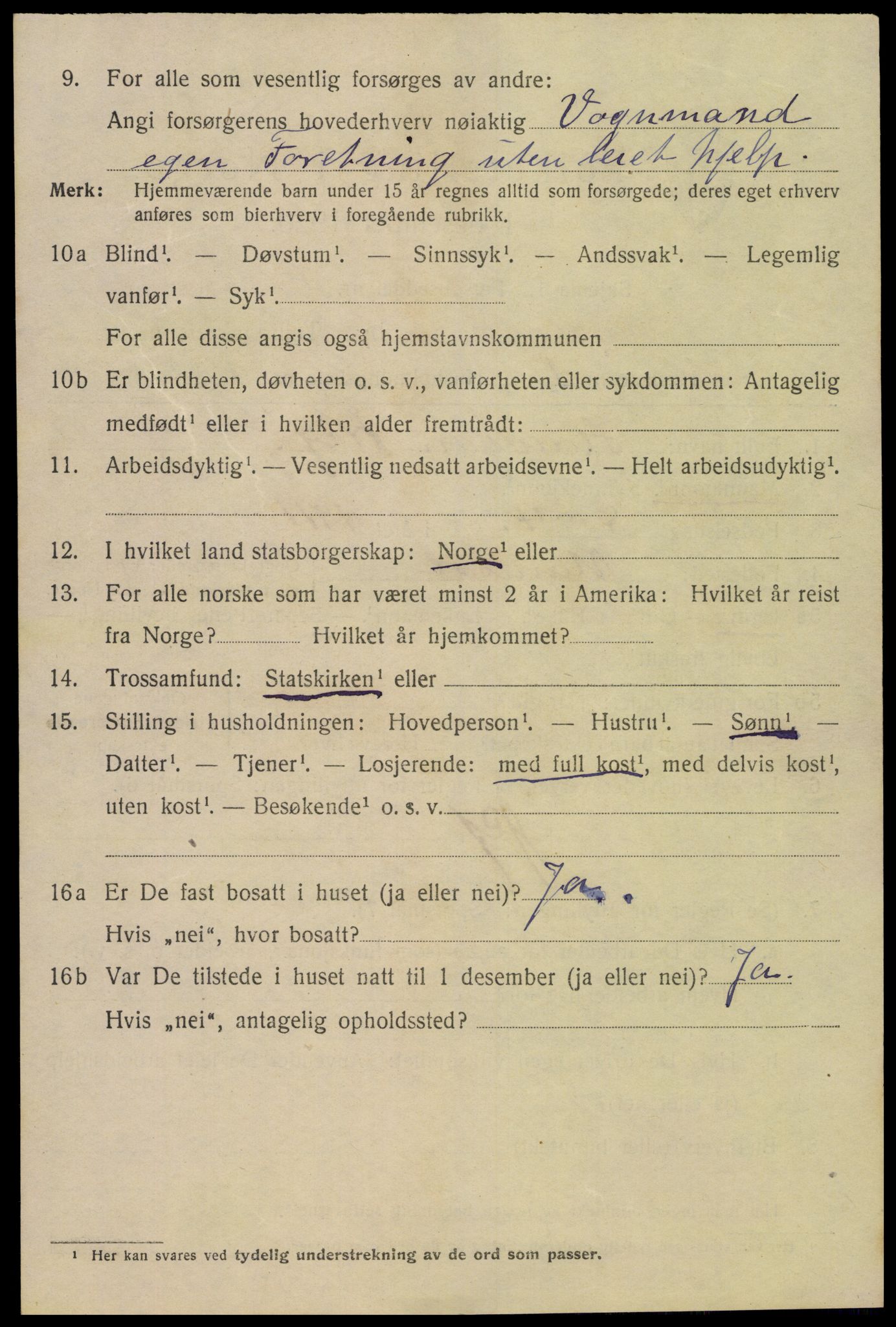 SAK, 1920 census for Mandal, 1920, p. 3316