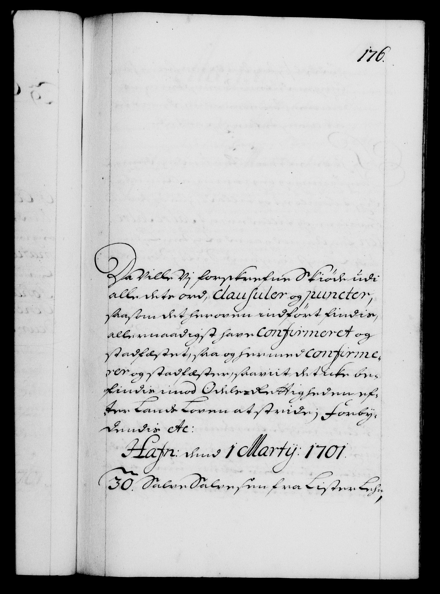 Danske Kanselli 1572-1799, RA/EA-3023/F/Fc/Fca/Fcaa/L0018: Norske registre, 1699-1703, p. 176a