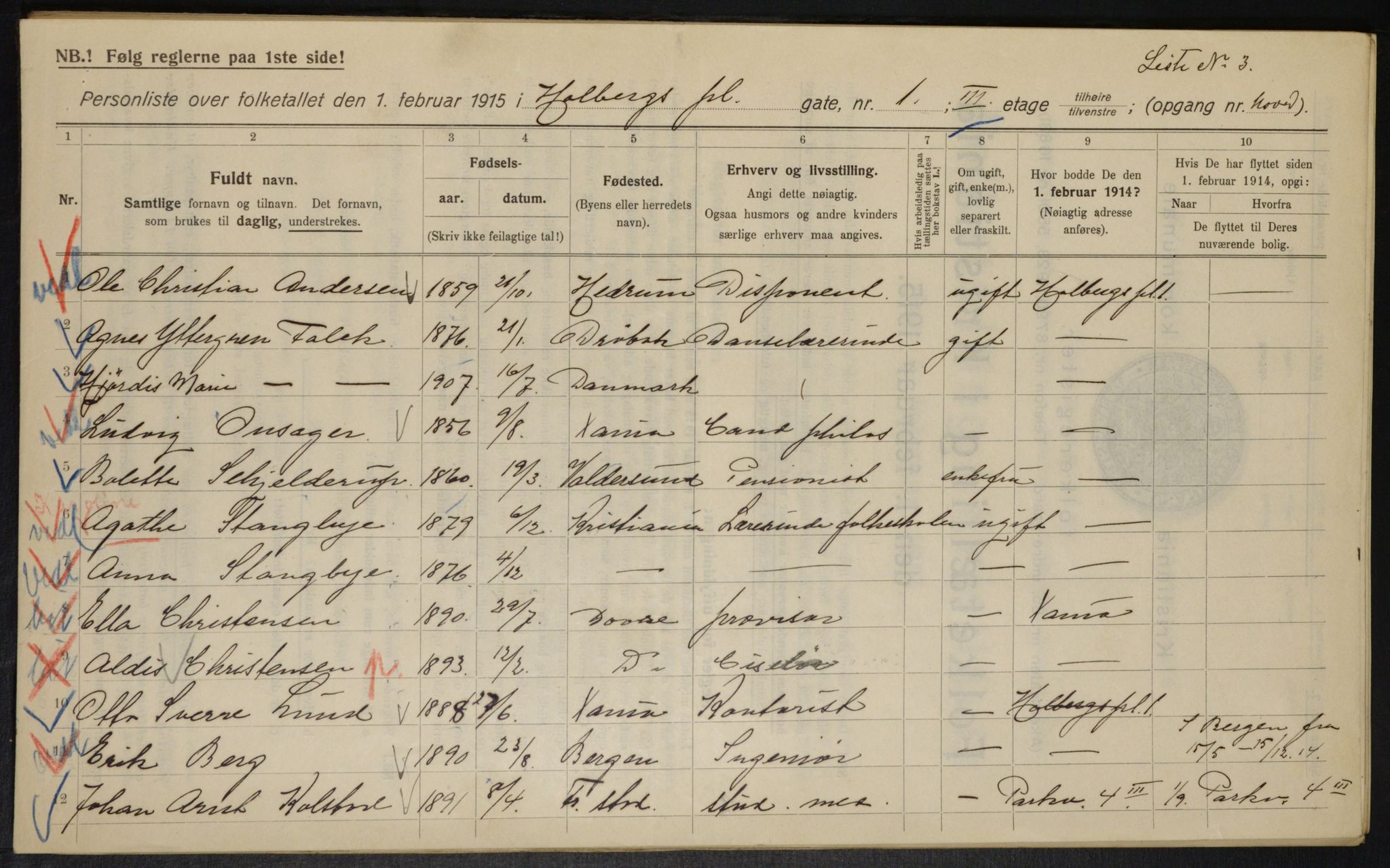 OBA, Municipal Census 1915 for Kristiania, 1915, p. 40139