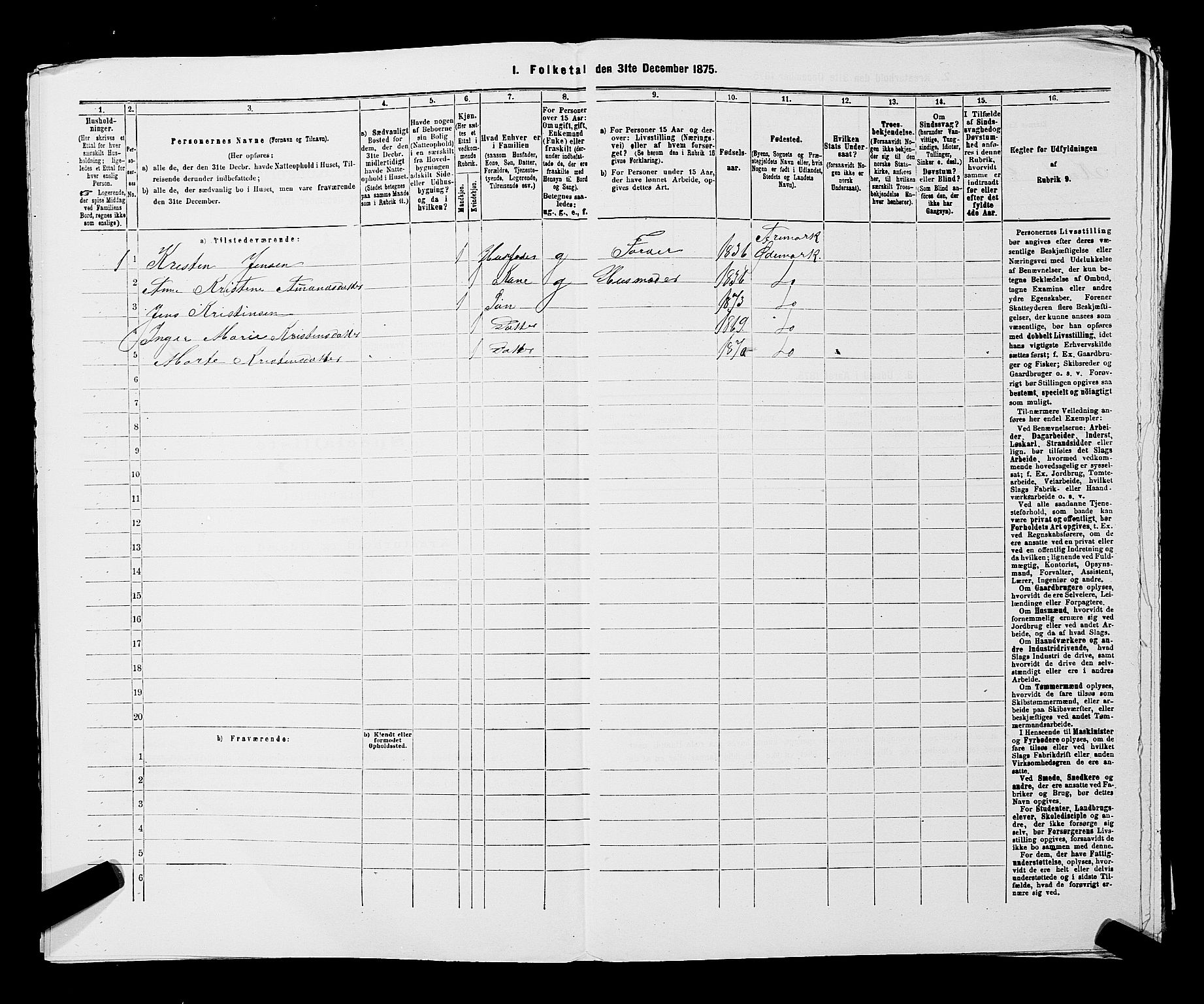 RA, 1875 census for 0118P Aremark, 1875, p. 1043