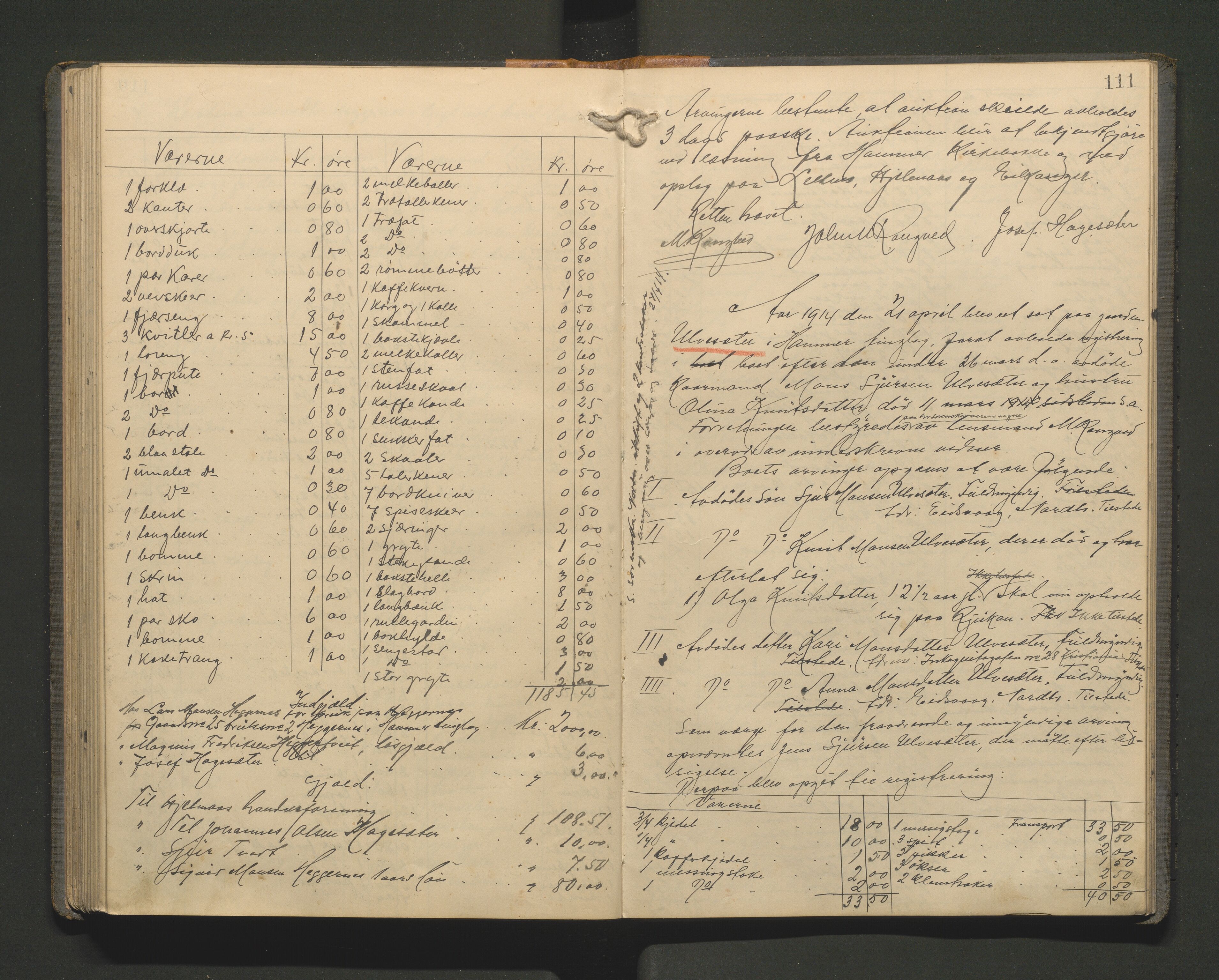 Lensmannen i Hamre, SAB/A-32601/0006/L0003: Registreringsprotokoll, 1904-1917, p. 110b-111a