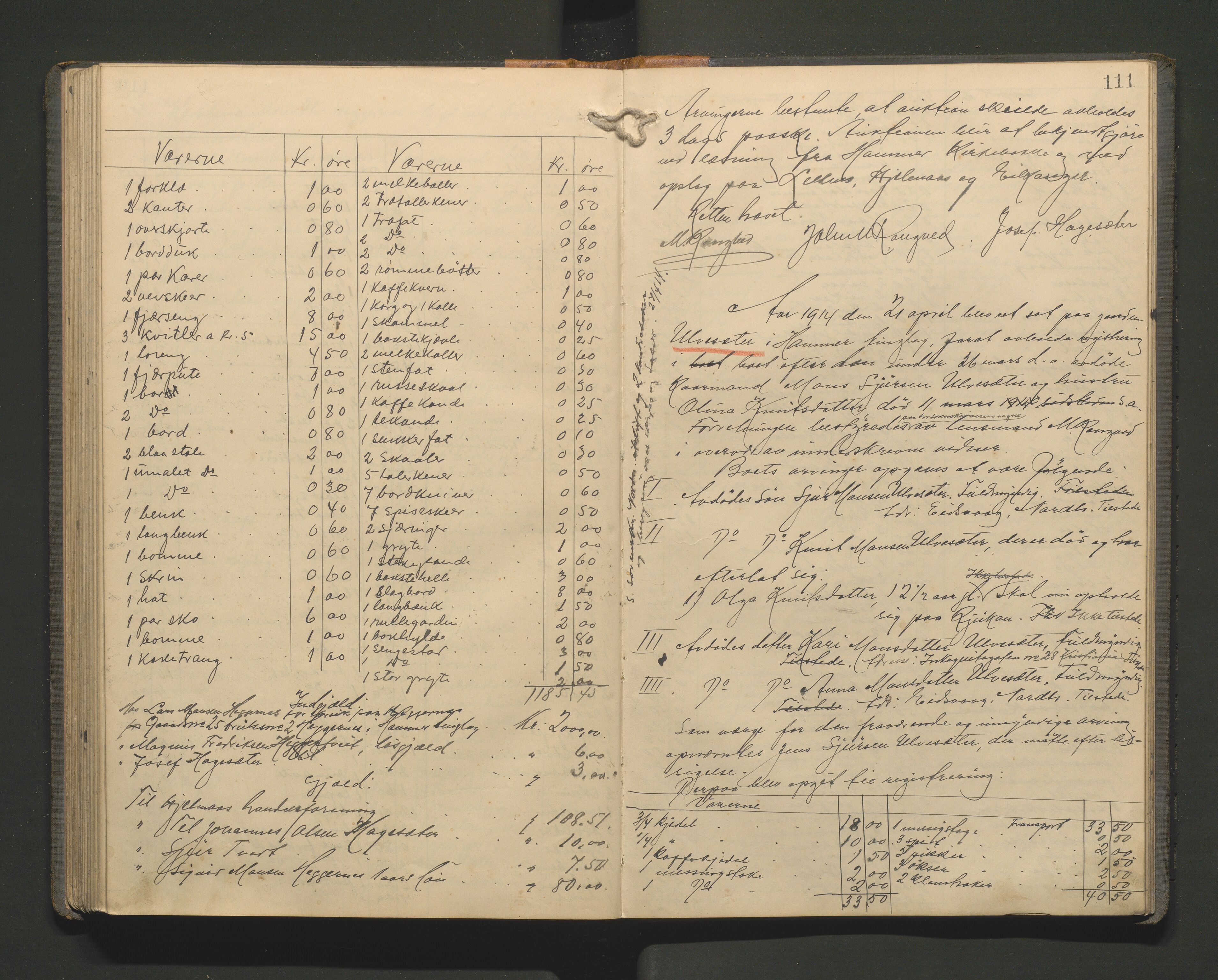 Lensmannen i Hamre, AV/SAB-A-32601/0006/L0003: Registreringsprotokoll, 1904-1917, p. 110b-111a