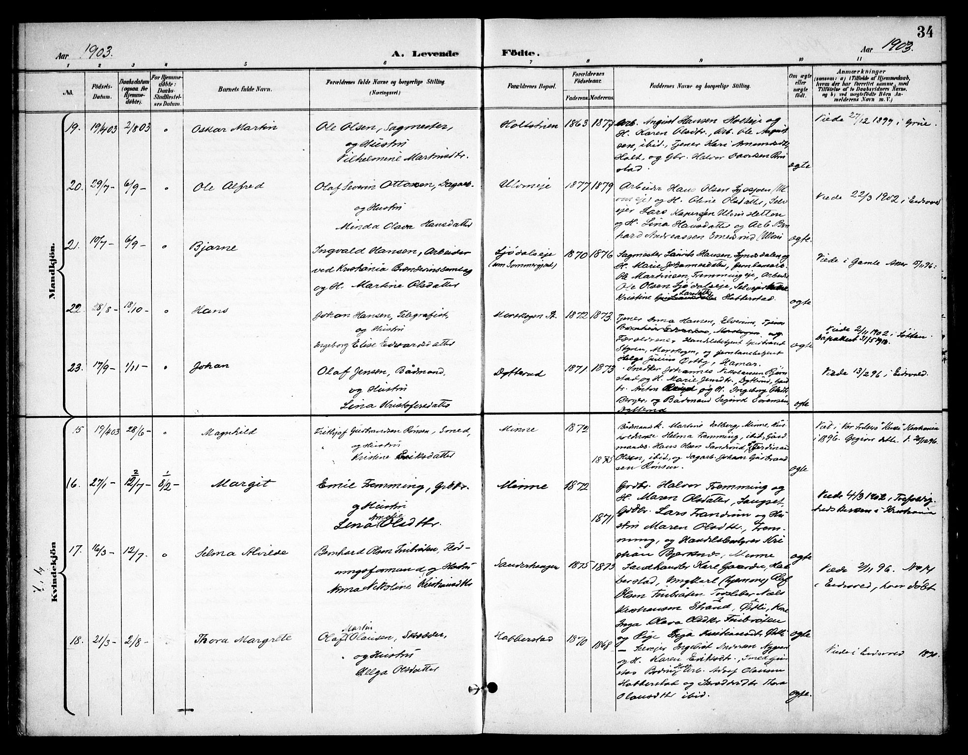 Eidsvoll prestekontor Kirkebøker, AV/SAO-A-10888/F/Fb/L0003: Parish register (official) no. II 3, 1898-1909, p. 34