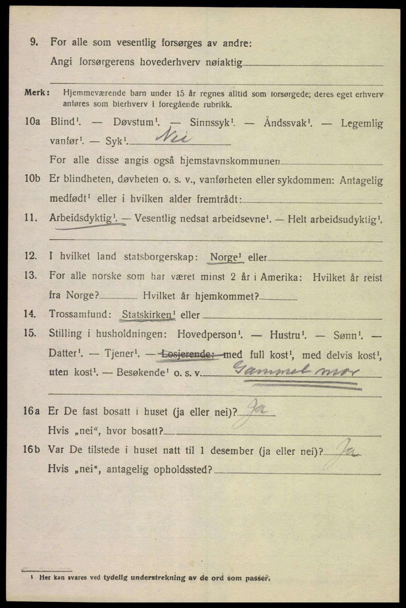 SAK, 1920 census for Austad, 1920, p. 1030