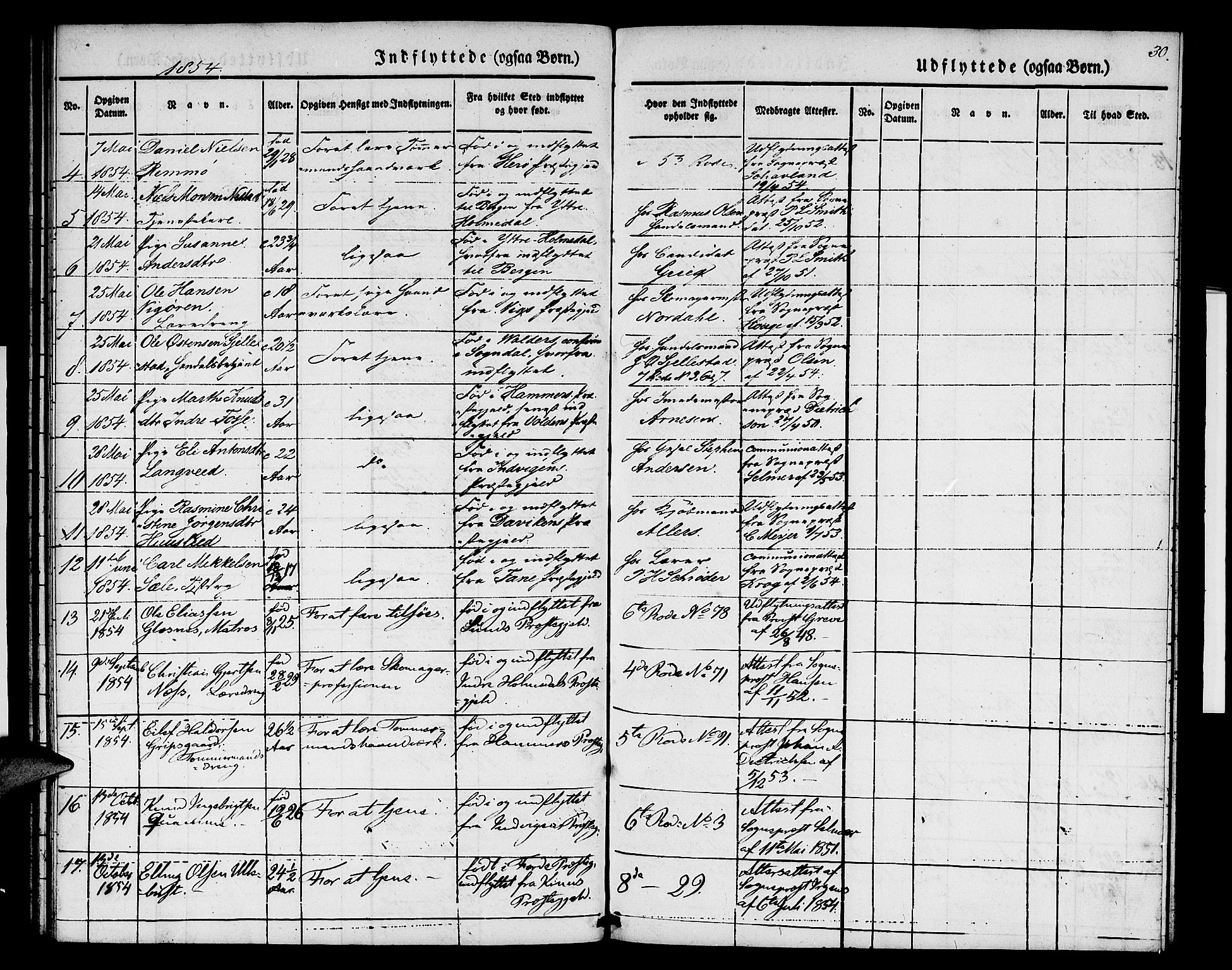 Nykirken Sokneprestembete, SAB/A-77101/H/Hab: Parish register (copy) no. F 1, 1837-1859, p. 30