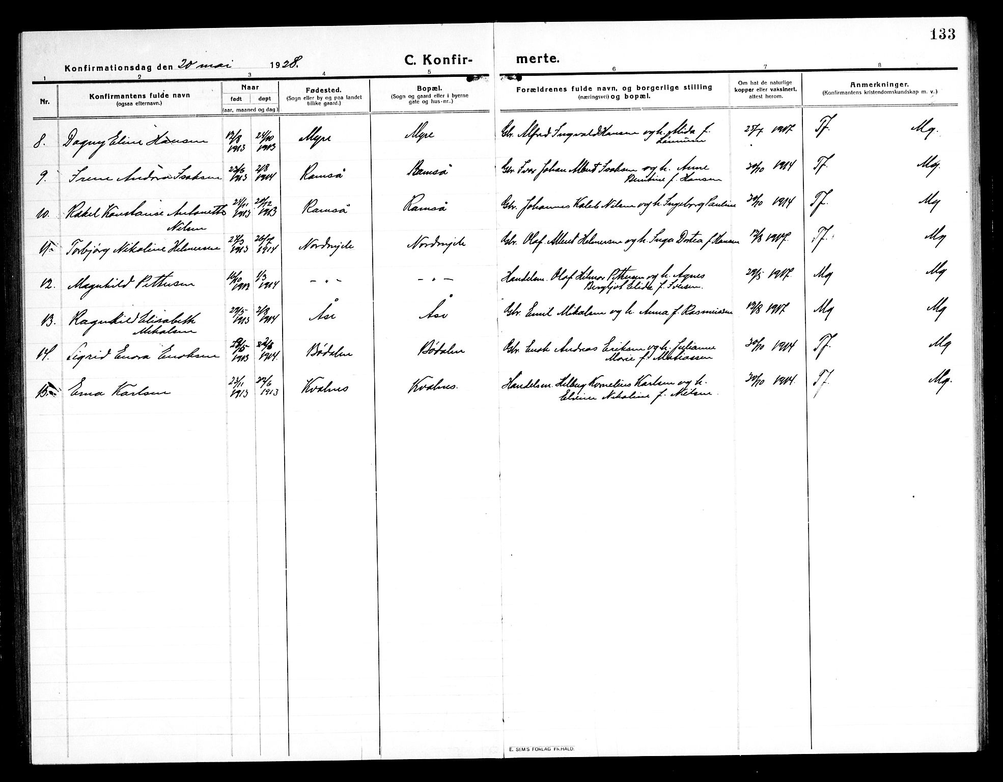 Ministerialprotokoller, klokkerbøker og fødselsregistre - Nordland, AV/SAT-A-1459/897/L1415: Parish register (copy) no. 897C05, 1916-1945, p. 133