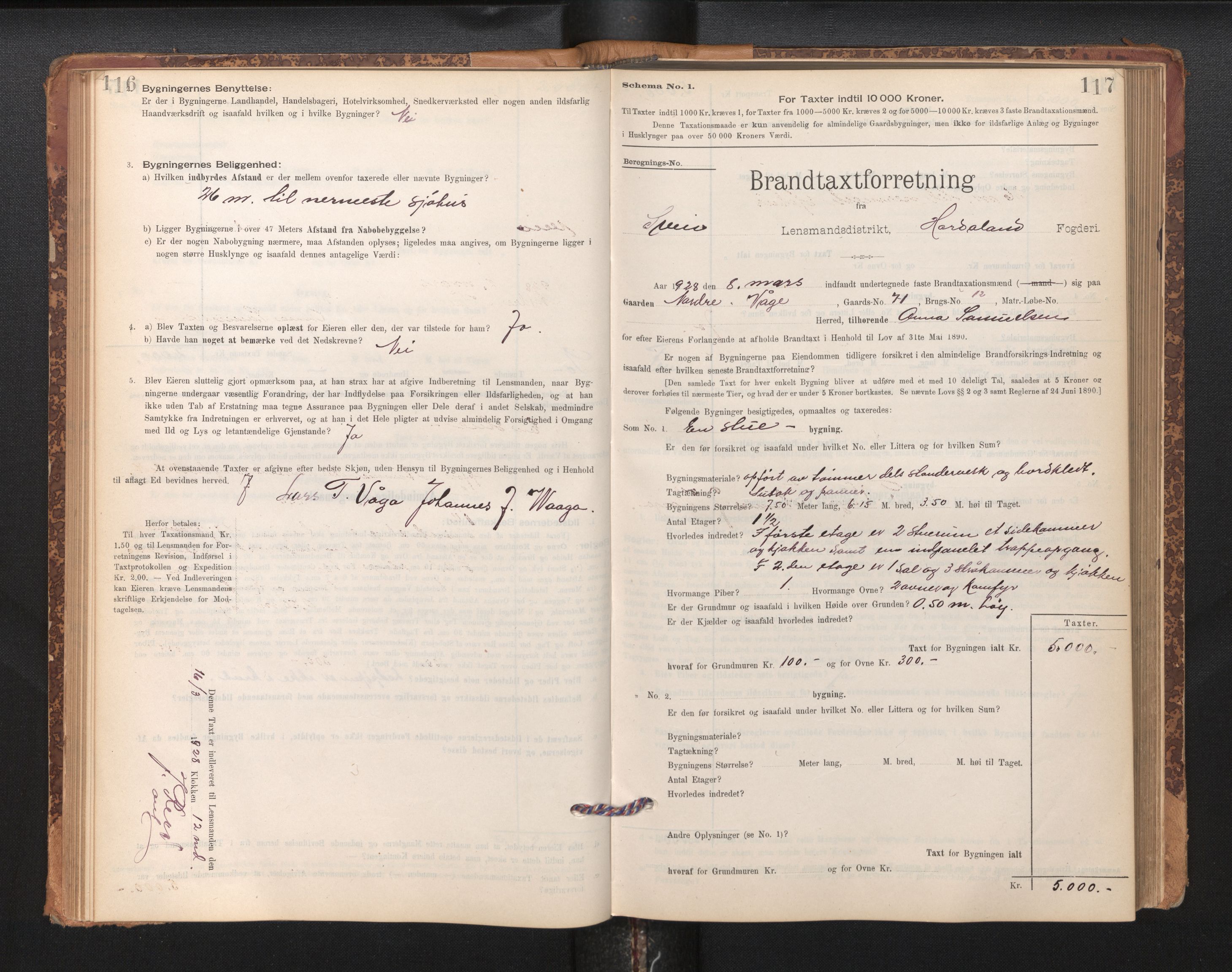 Lensmannen i Sveio, AV/SAB-A-35301/0012/L0008: Branntakstprotokoll, skjematakst, 1912-1939, p. 116-117