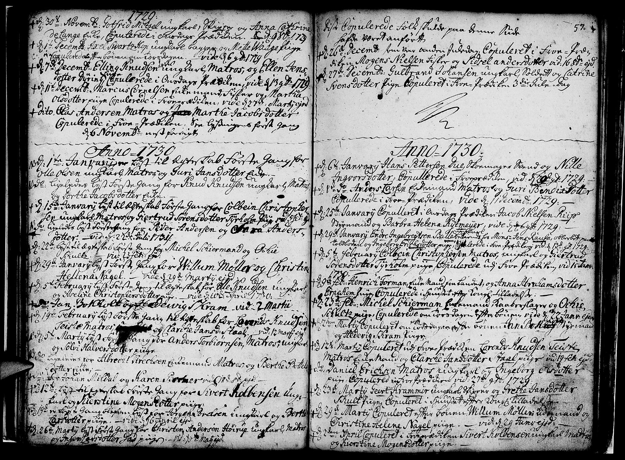 Nykirken Sokneprestembete, AV/SAB-A-77101/H/Haa/L0007: Parish register (official) no. A 7, 1719-1781, p. 57