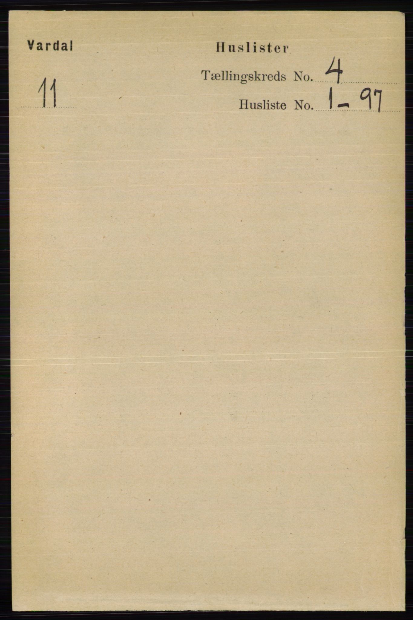 RA, 1891 census for 0527 Vardal, 1891, p. 1495