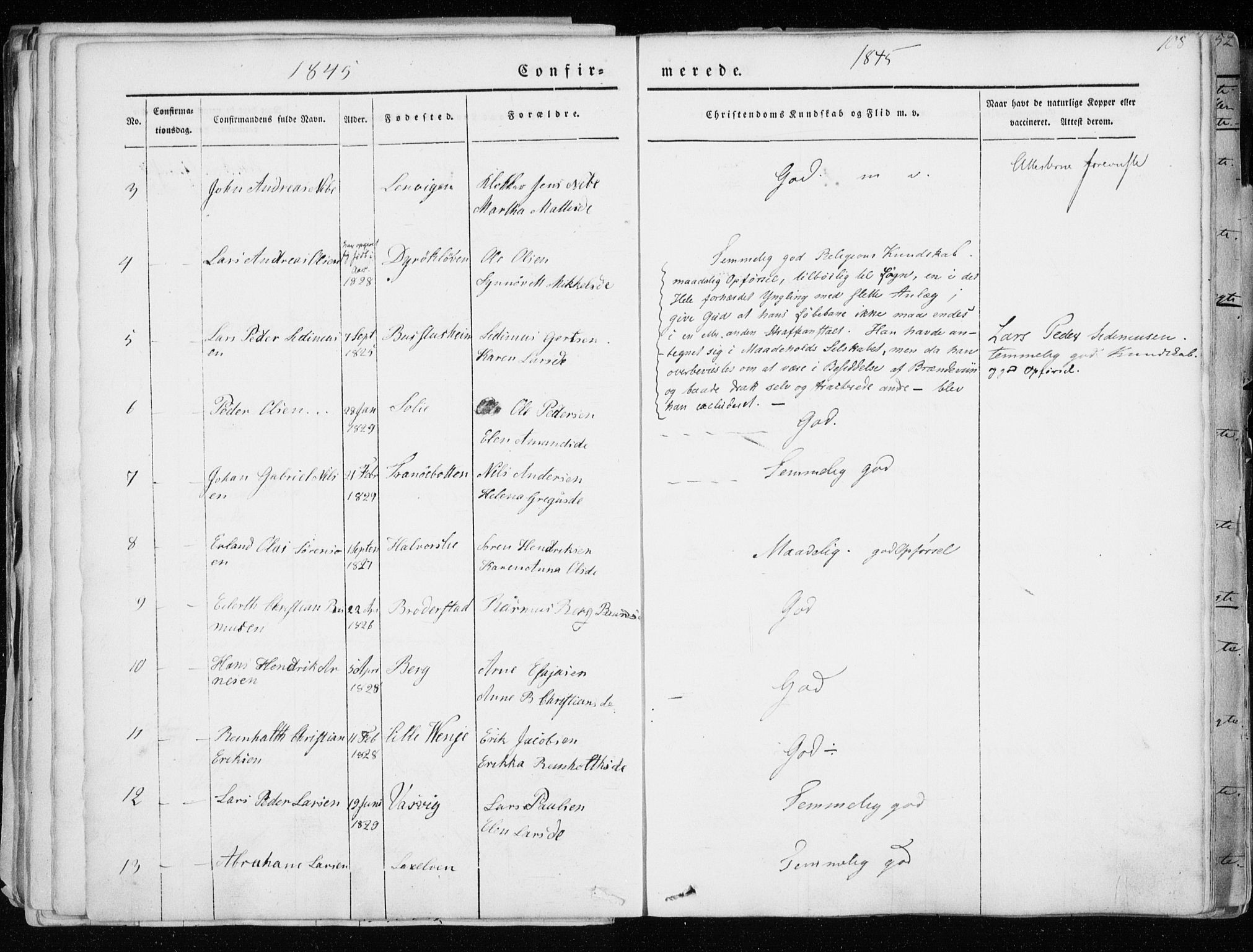 Tranøy sokneprestkontor, AV/SATØ-S-1313/I/Ia/Iaa/L0006kirke: Parish register (official) no. 6, 1844-1855, p. 108