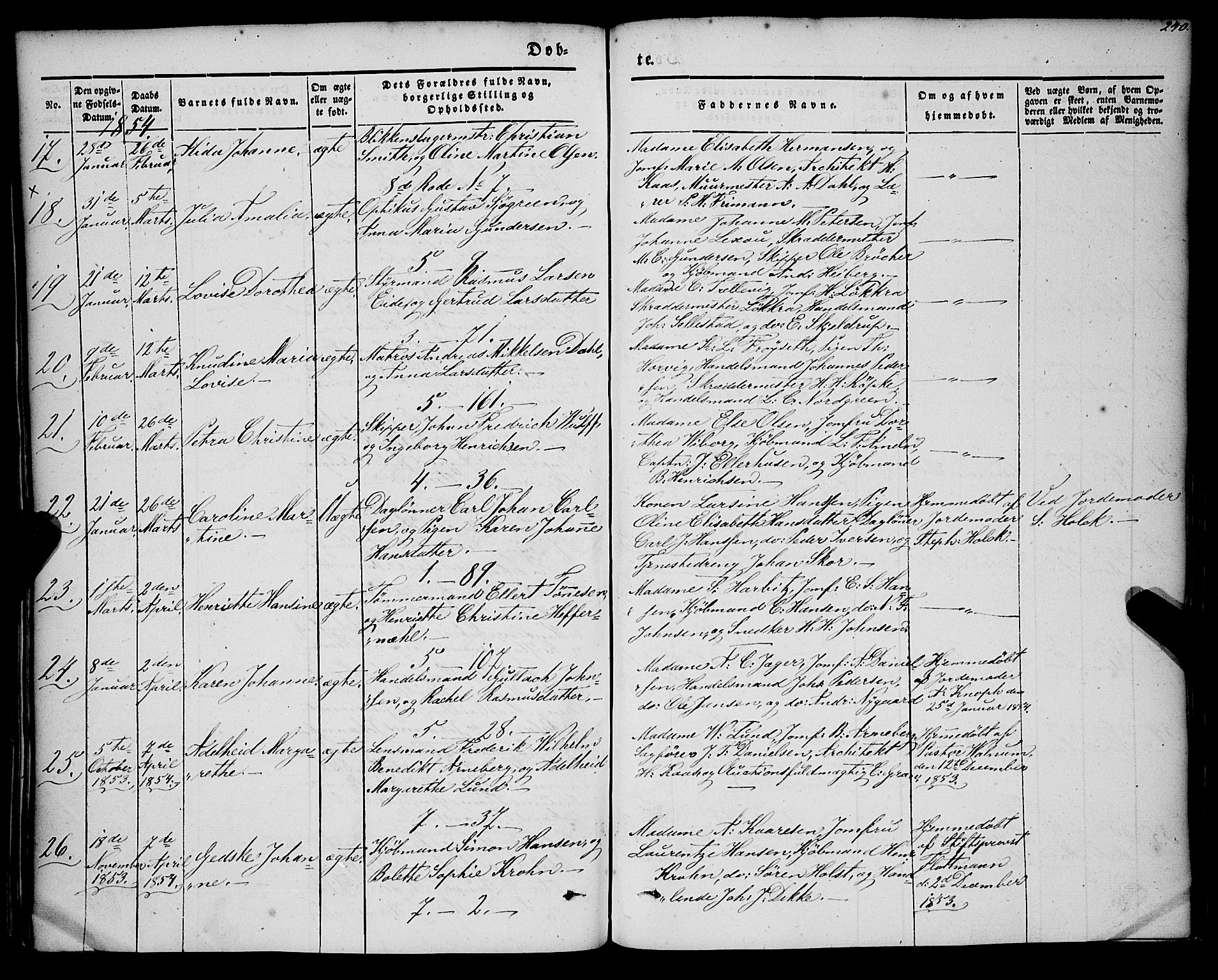 Nykirken Sokneprestembete, AV/SAB-A-77101/H/Haa/L0014: Parish register (official) no. B 1, 1844-1858, p. 240