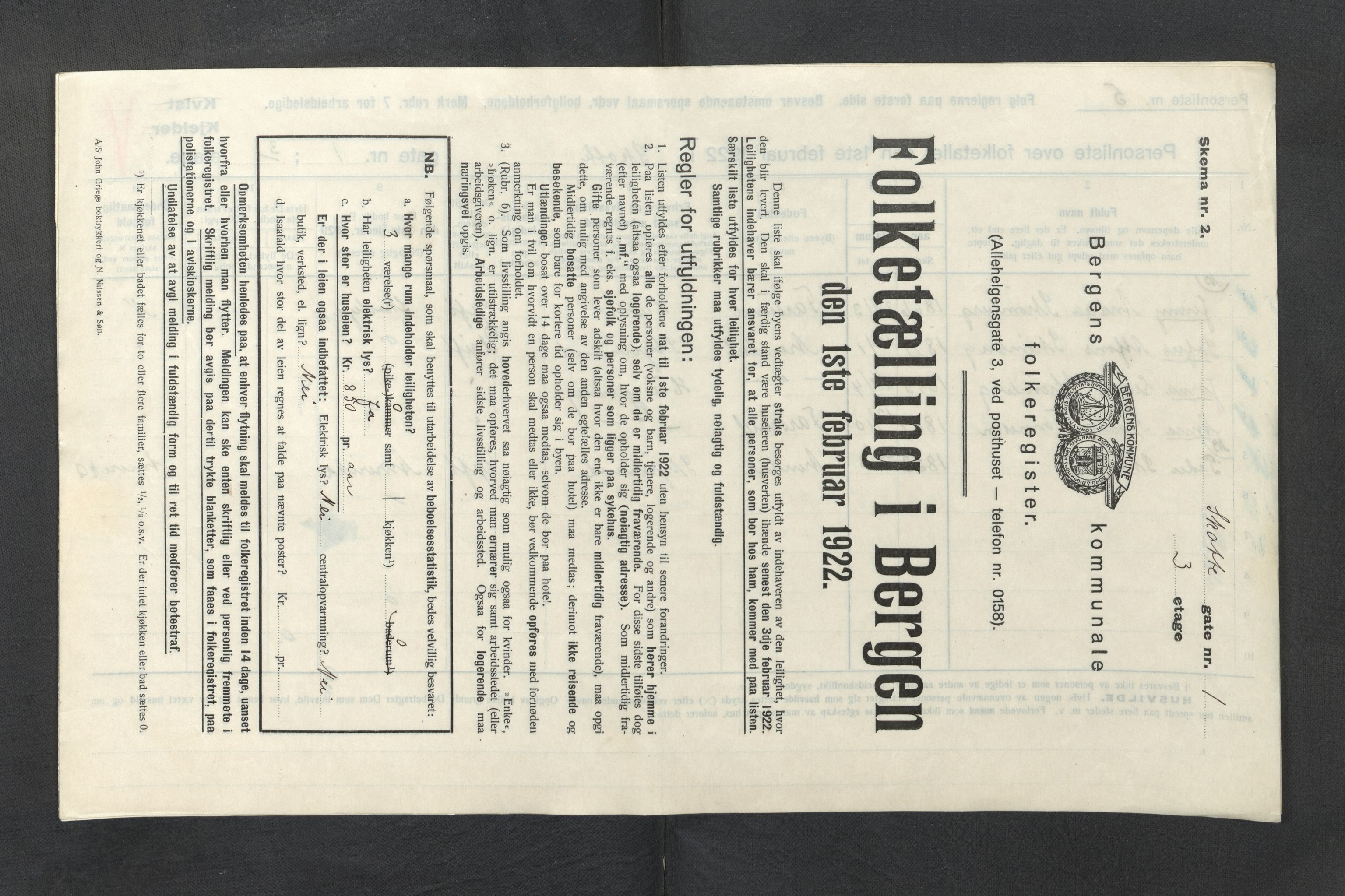 SAB, Municipal Census 1922 for Bergen, 1922, p. 37289