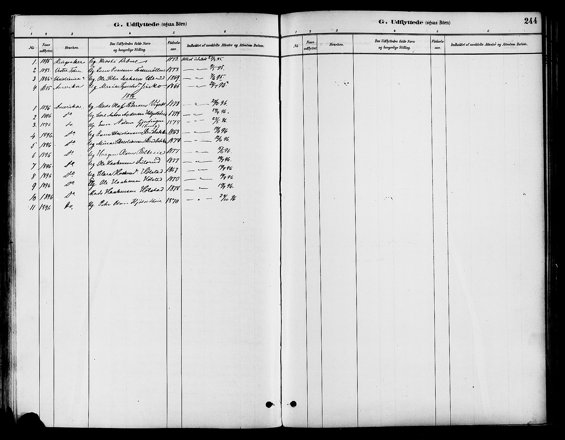 Østre Toten prestekontor, SAH/PREST-104/H/Ha/Haa/L0007: Parish register (official) no. 7, 1881-1896, p. 244