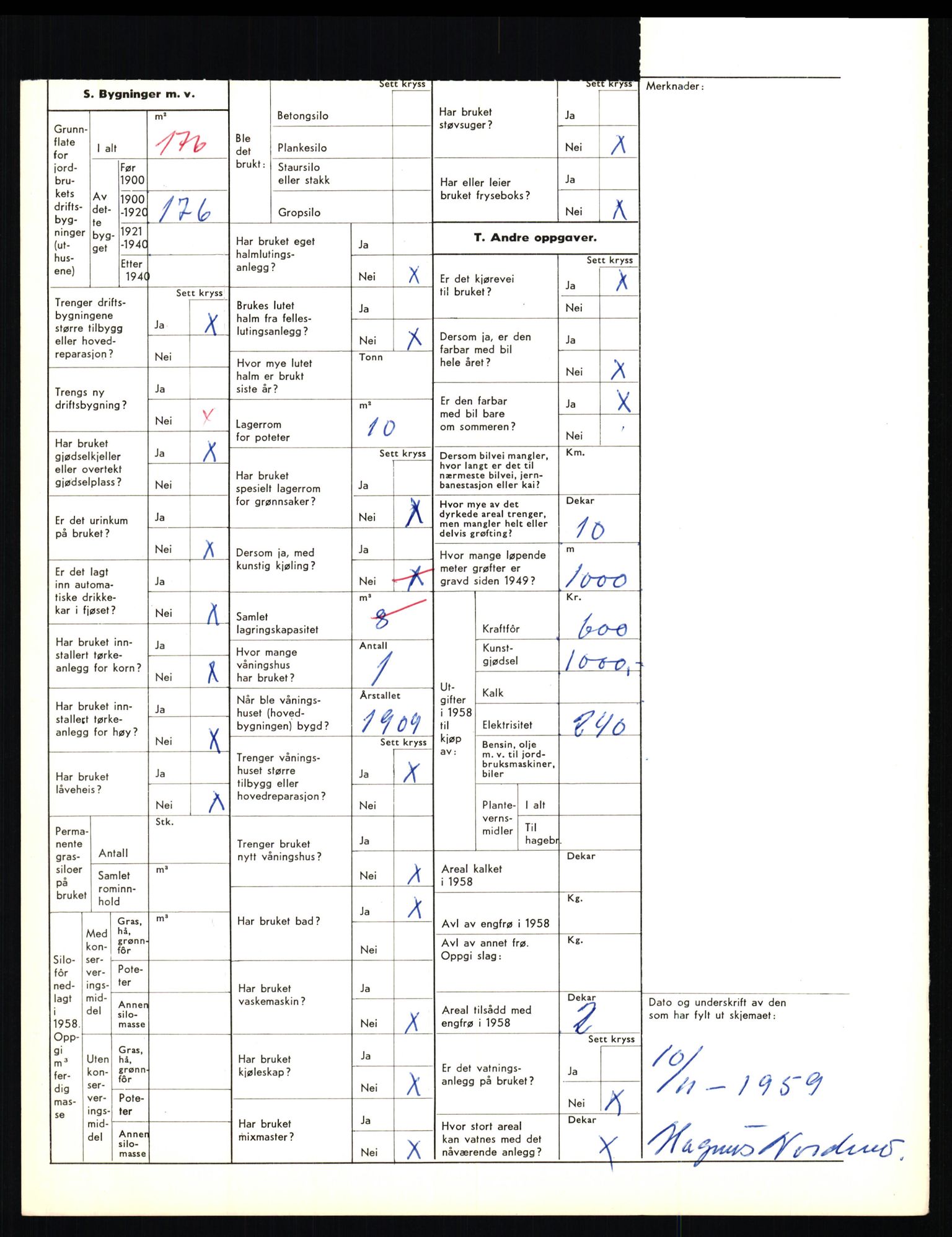 Statistisk sentralbyrå, Næringsøkonomiske emner, Jordbruk, skogbruk, jakt, fiske og fangst, AV/RA-S-2234/G/Gd/L0656: Troms: 1924 Målselv (kl. 0-3) og 1925 Sørreisa, 1959, p. 1935