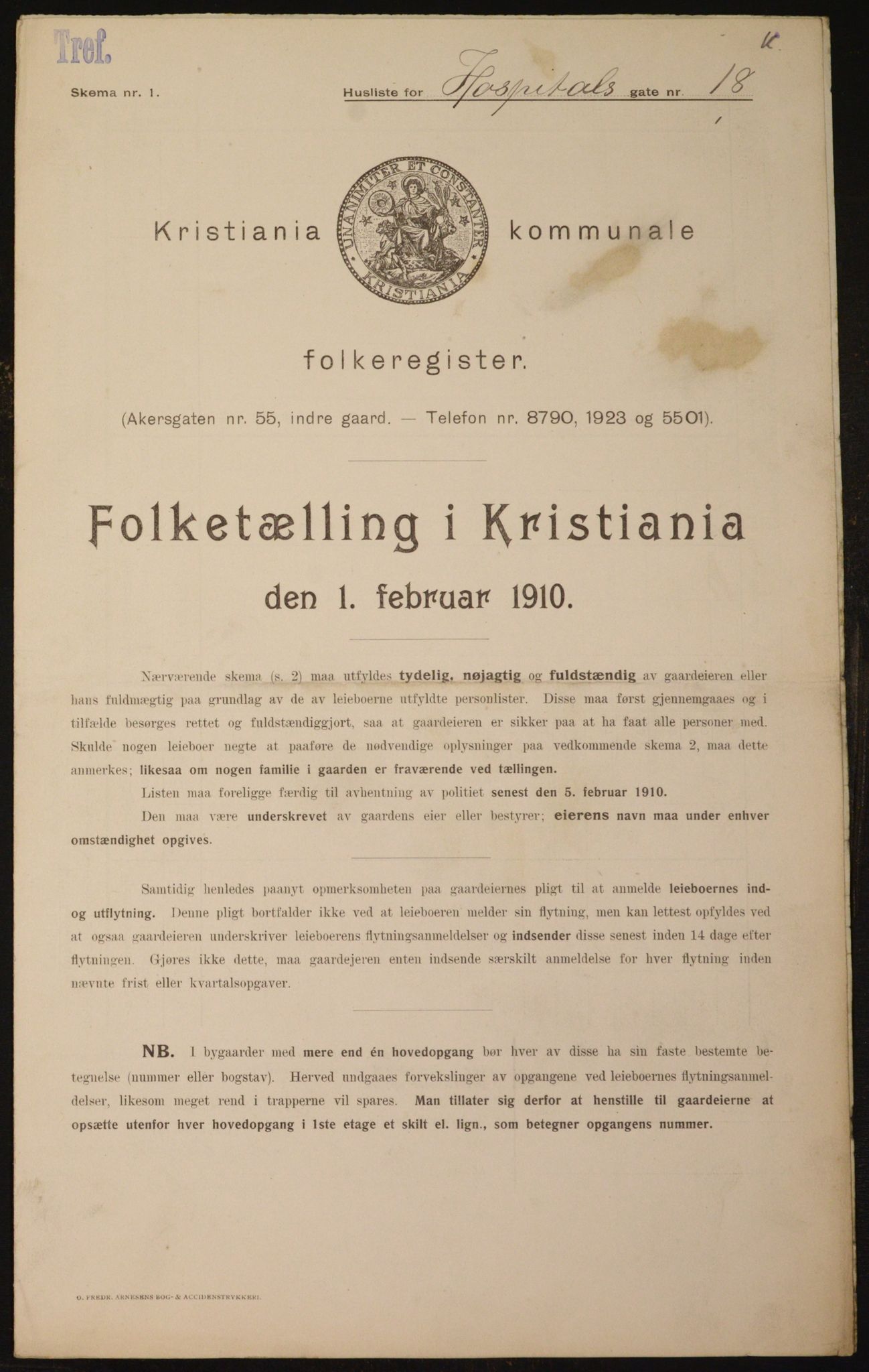 OBA, Municipal Census 1910 for Kristiania, 1910, p. 40718