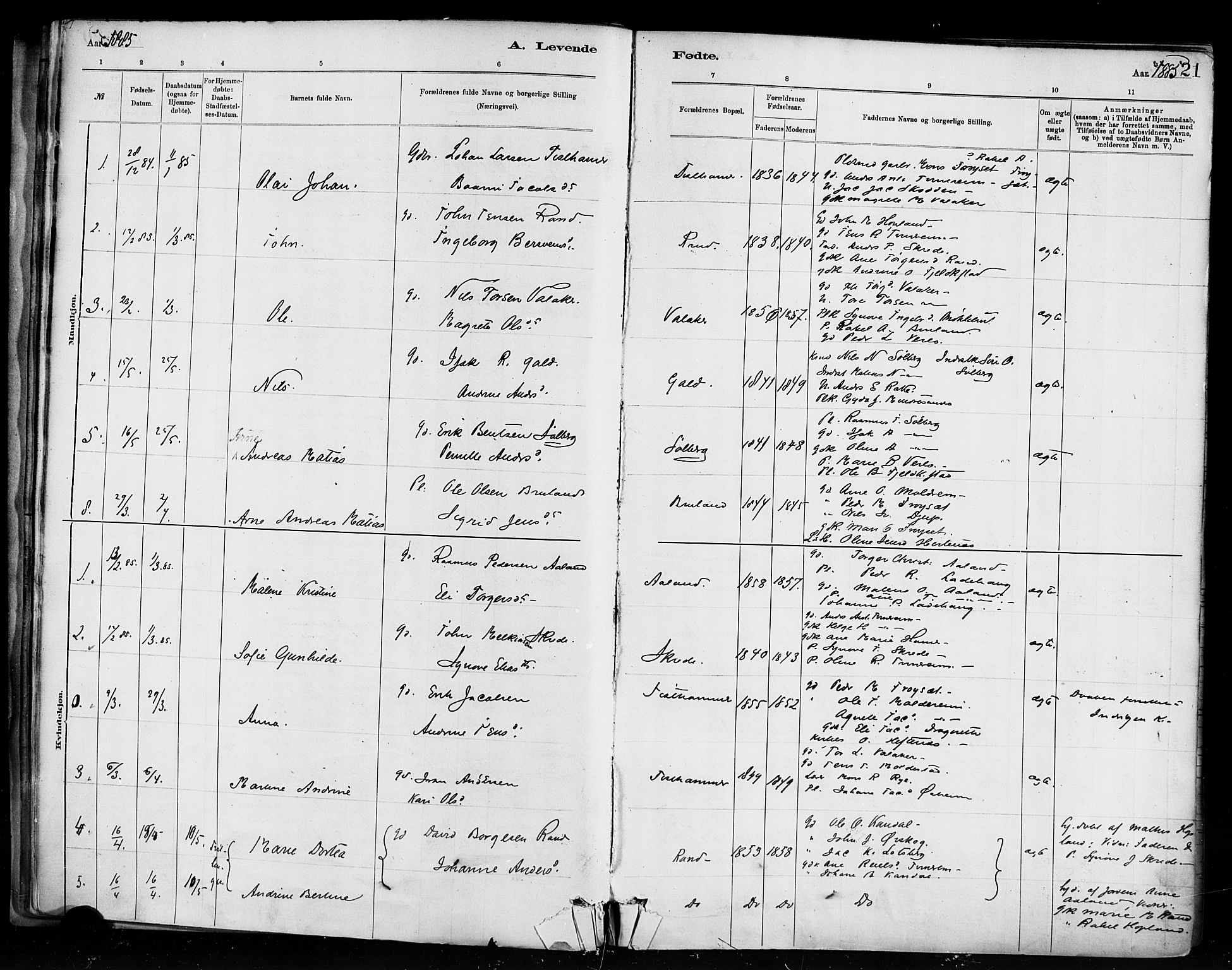 Innvik sokneprestembete, AV/SAB-A-80501: Parish register (official) no. D 1, 1879-1900, p. 21