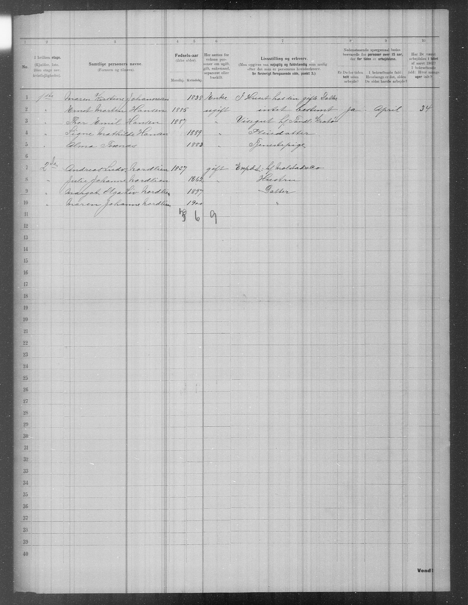 OBA, Municipal Census 1902 for Kristiania, 1902, p. 1327