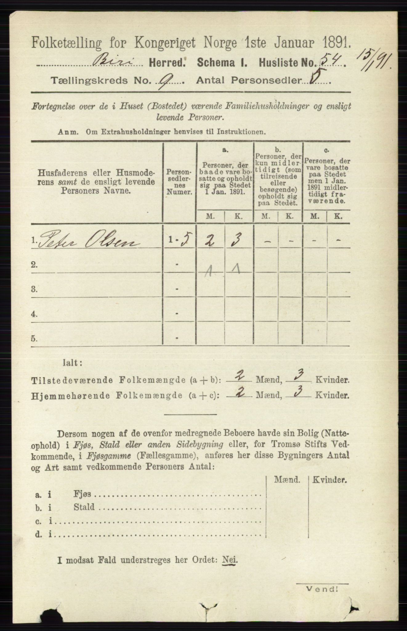 RA, 1891 census for 0525 Biri, 1891, p. 3383