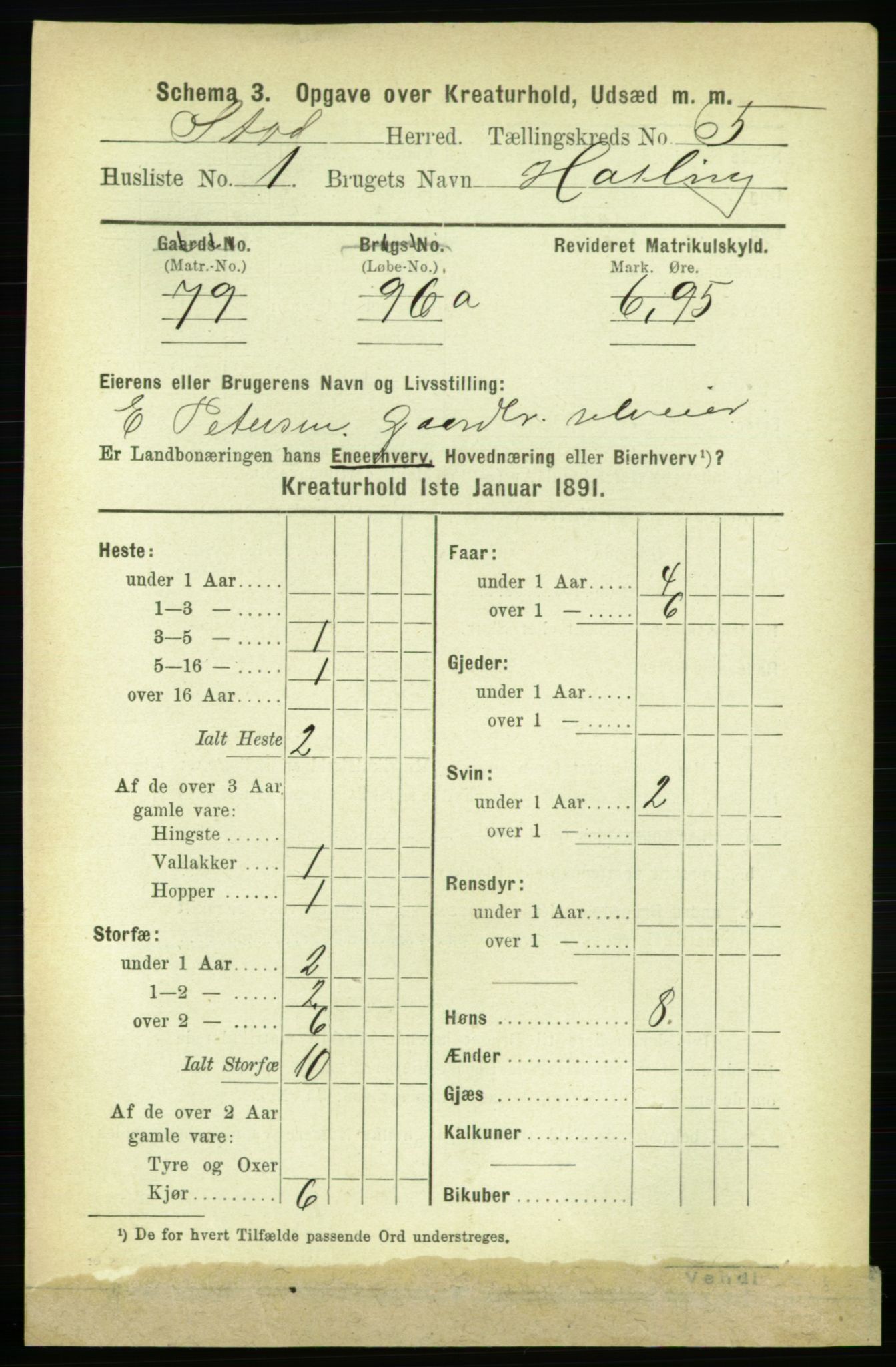 RA, 1891 census for 1734 Stod, 1891, p. 3559