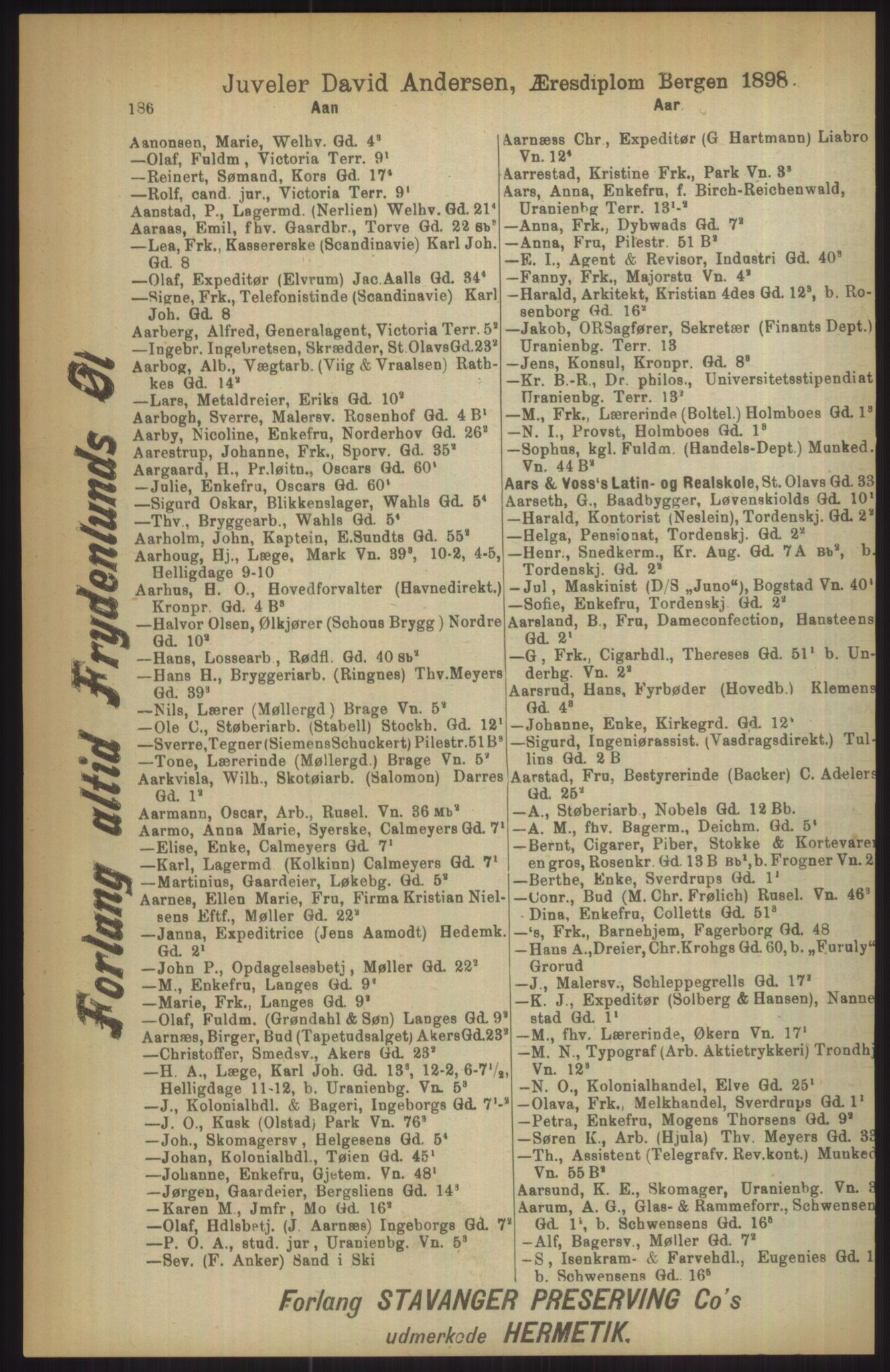 Kristiania/Oslo adressebok, PUBL/-, 1911, p. 186