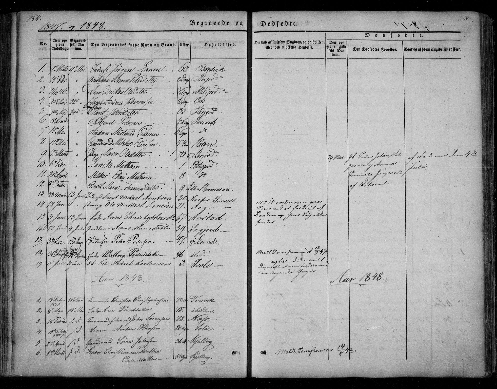 Ministerialprotokoller, klokkerbøker og fødselsregistre - Nordland, AV/SAT-A-1459/846/L0644: Parish register (official) no. 846A02, 1837-1872, p. 154