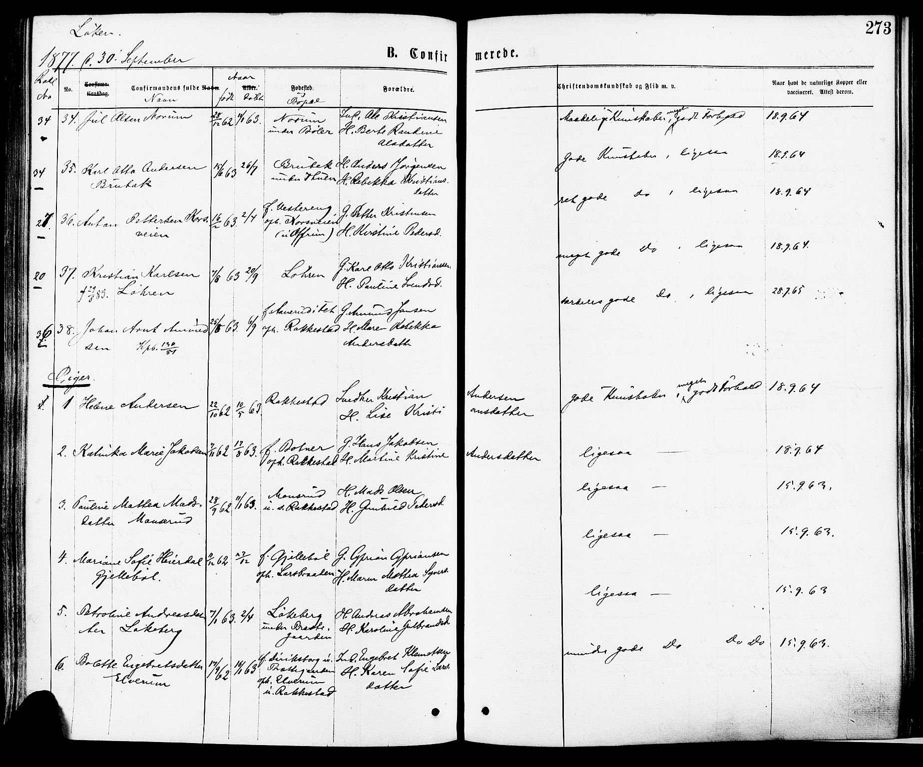 Høland prestekontor Kirkebøker, AV/SAO-A-10346a/F/Fa/L0012.a: Parish register (official) no. I 12A, 1869-1879, p. 273