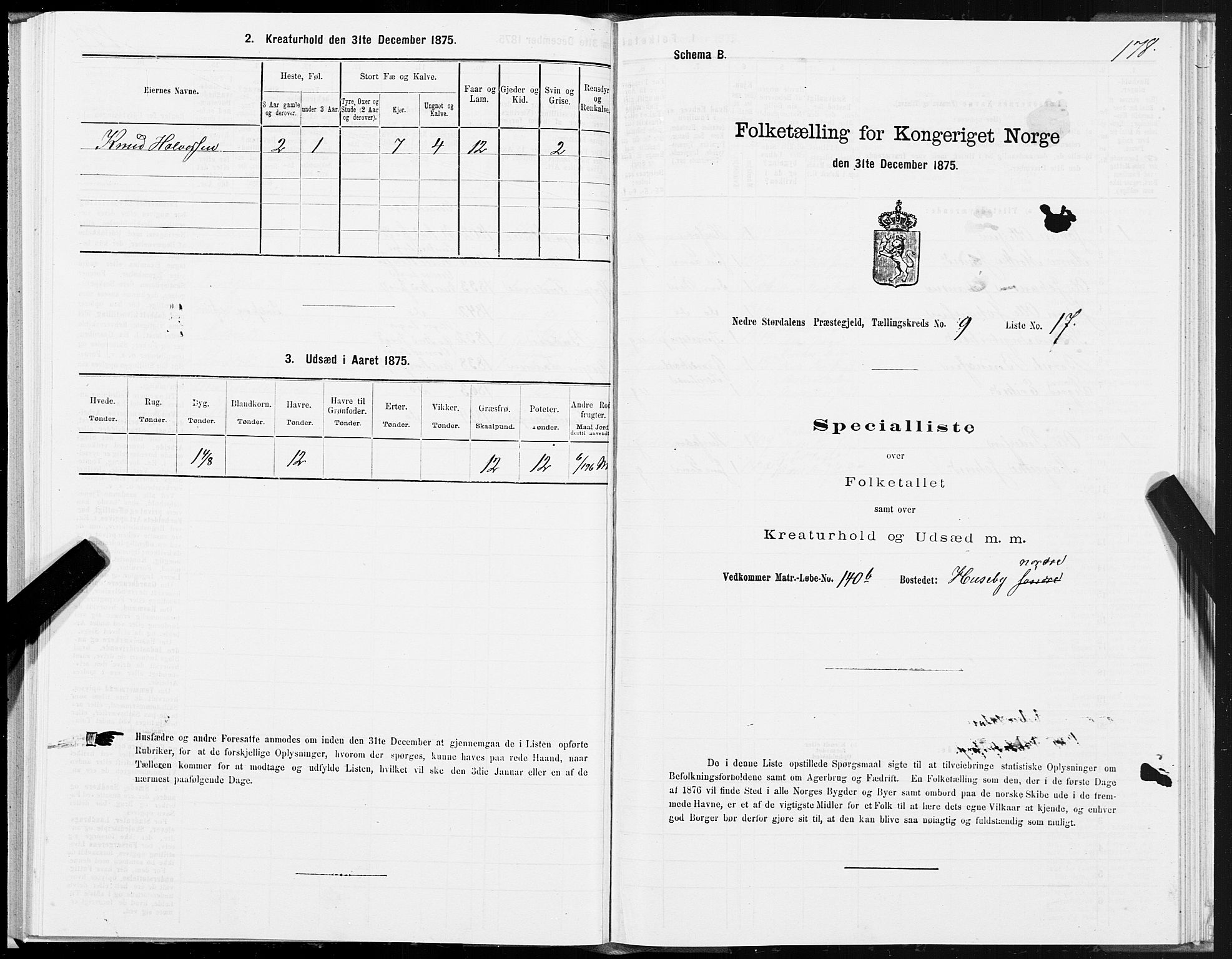 SAT, 1875 census for 1714P Nedre Stjørdal, 1875, p. 4178