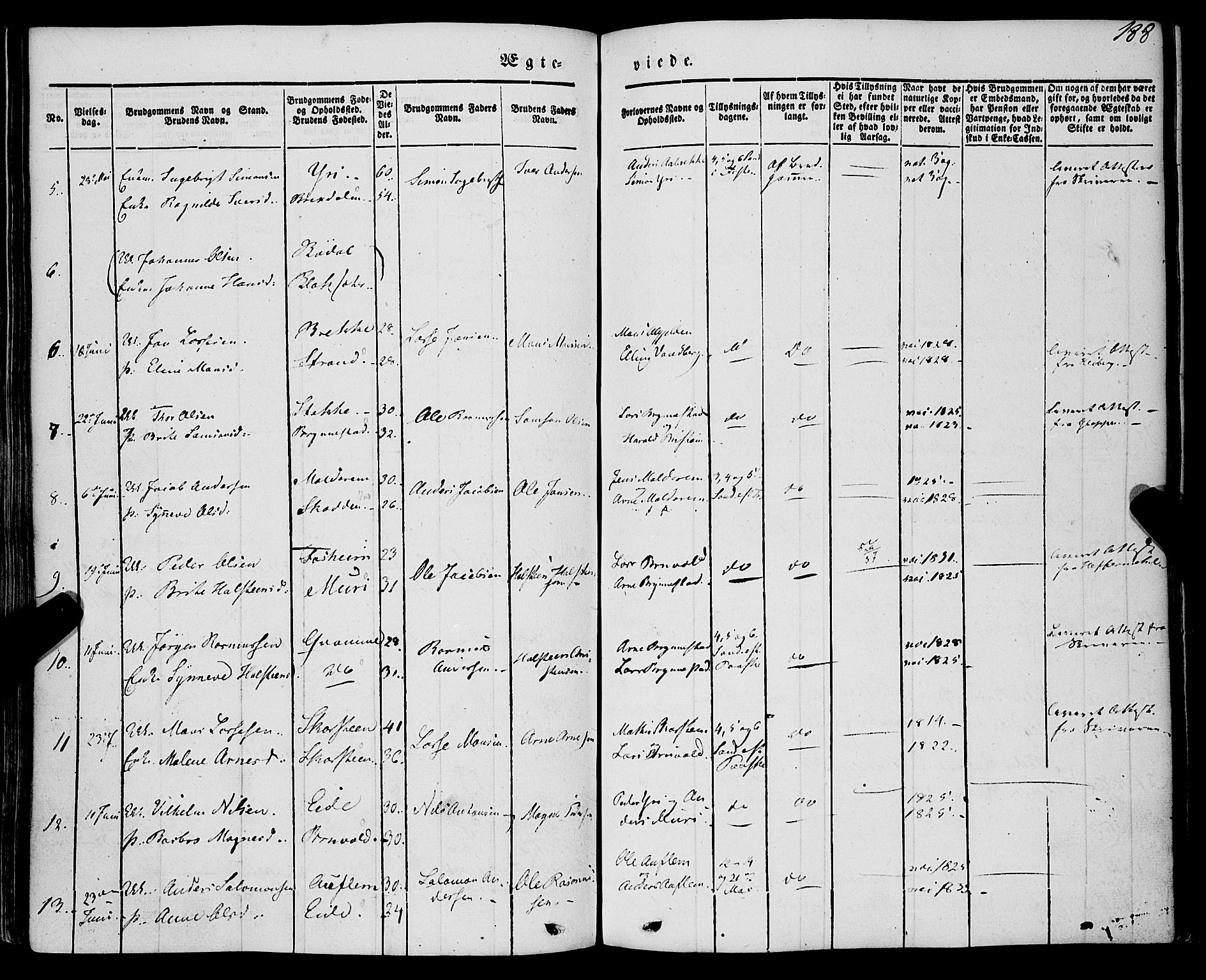 Innvik sokneprestembete, AV/SAB-A-80501: Parish register (official) no. A 5, 1847-1865, p. 188