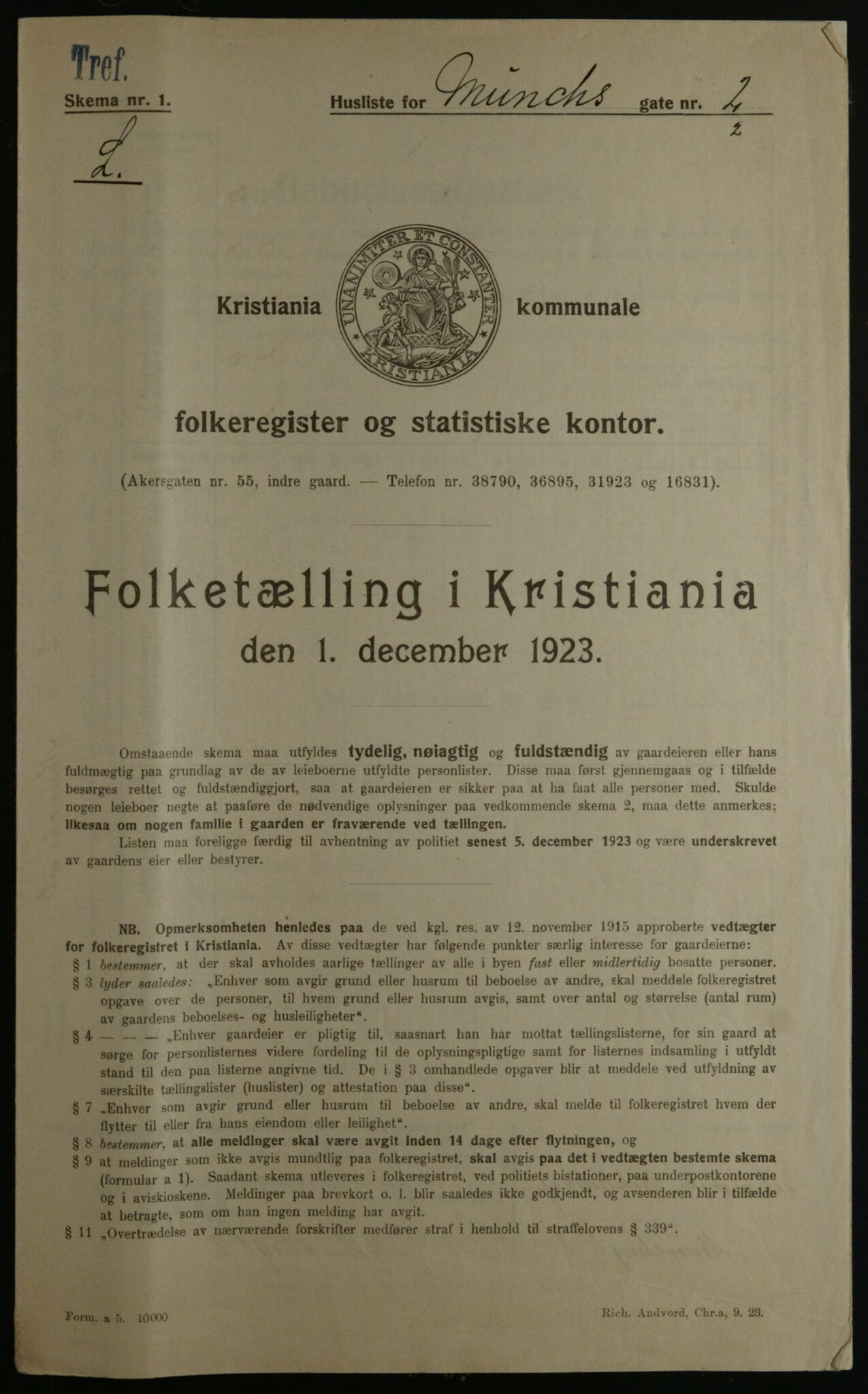 OBA, Municipal Census 1923 for Kristiania, 1923, p. 73585