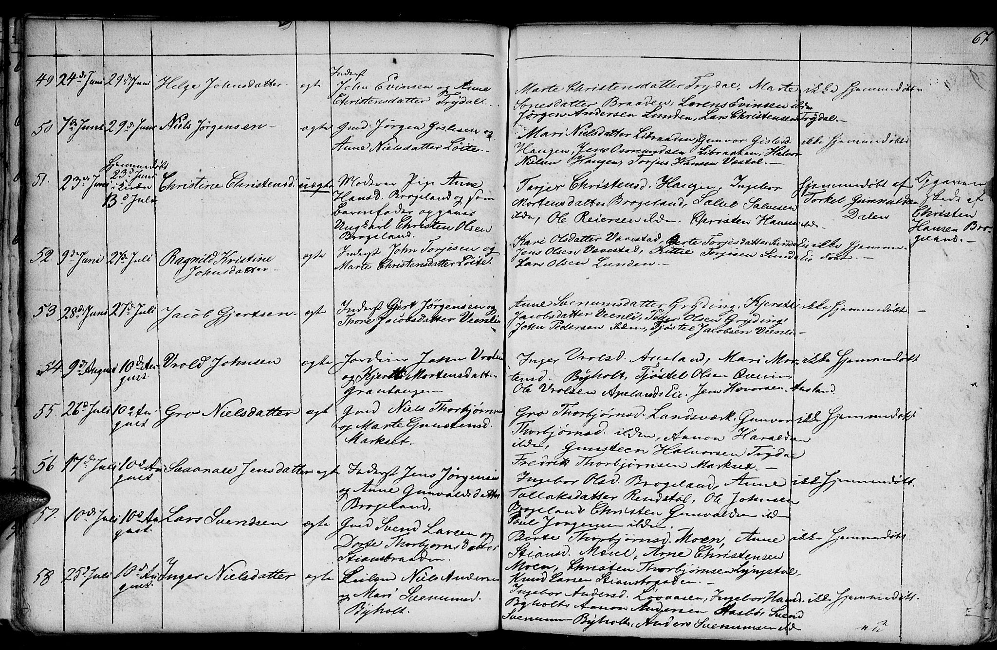 Gjerstad sokneprestkontor, AV/SAK-1111-0014/F/Fb/Fba/L0004: Parish register (copy) no. B 4, 1845-1853, p. 67