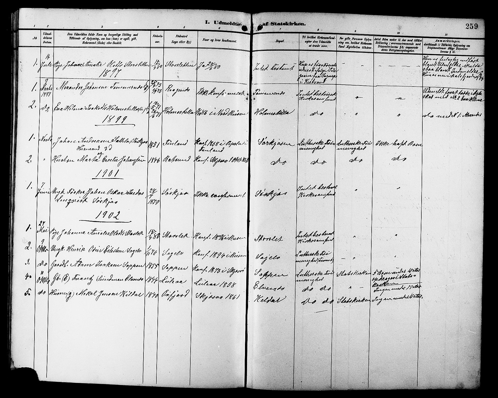 Skjervøy sokneprestkontor, SATØ/S-1300/H/Ha/Hab/L0021klokker: Parish register (copy) no. 21, 1893-1910, p. 259