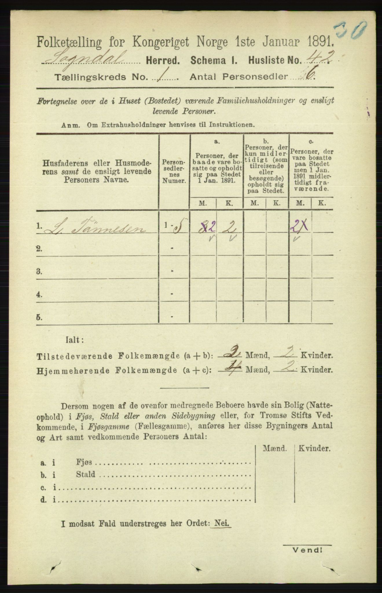 RA, 1891 census for 1111 Sokndal, 1891, p. 68