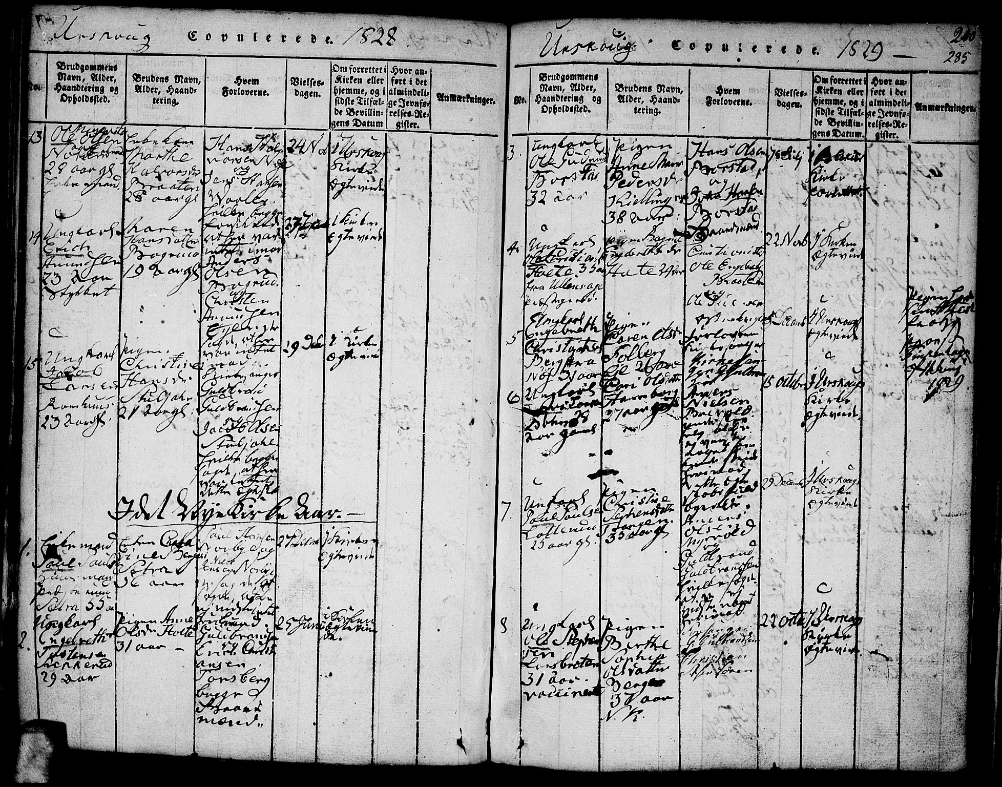 Aurskog prestekontor Kirkebøker, AV/SAO-A-10304a/F/Fa/L0005: Parish register (official) no. I 5, 1814-1829, p. 285