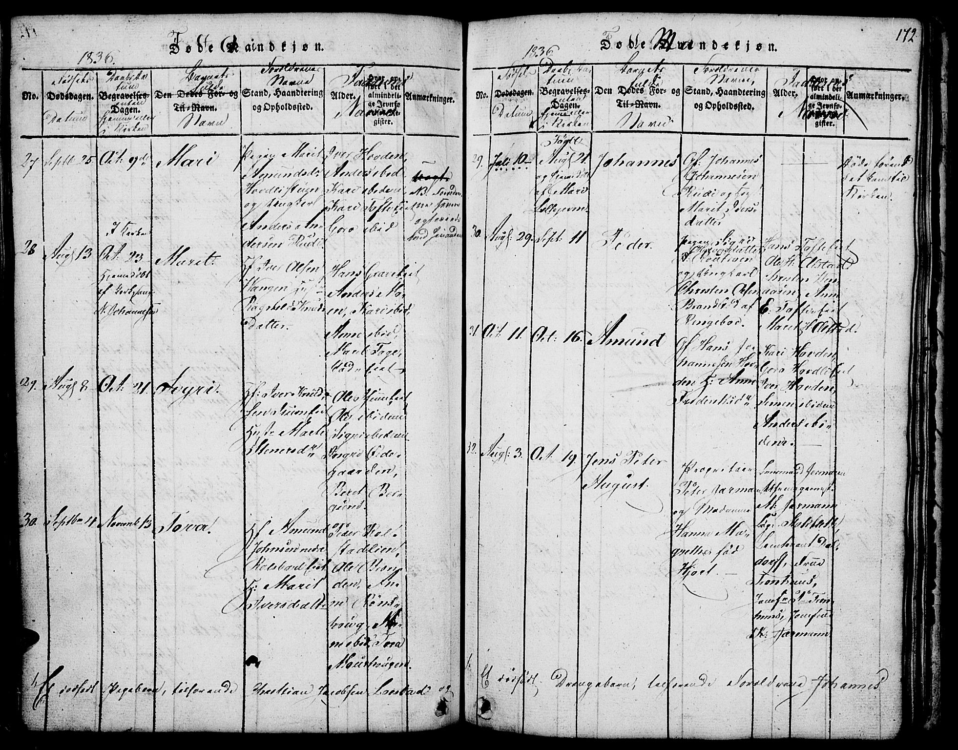 Fron prestekontor, SAH/PREST-078/H/Ha/Hab/L0001: Parish register (copy) no. 1, 1816-1843, p. 172