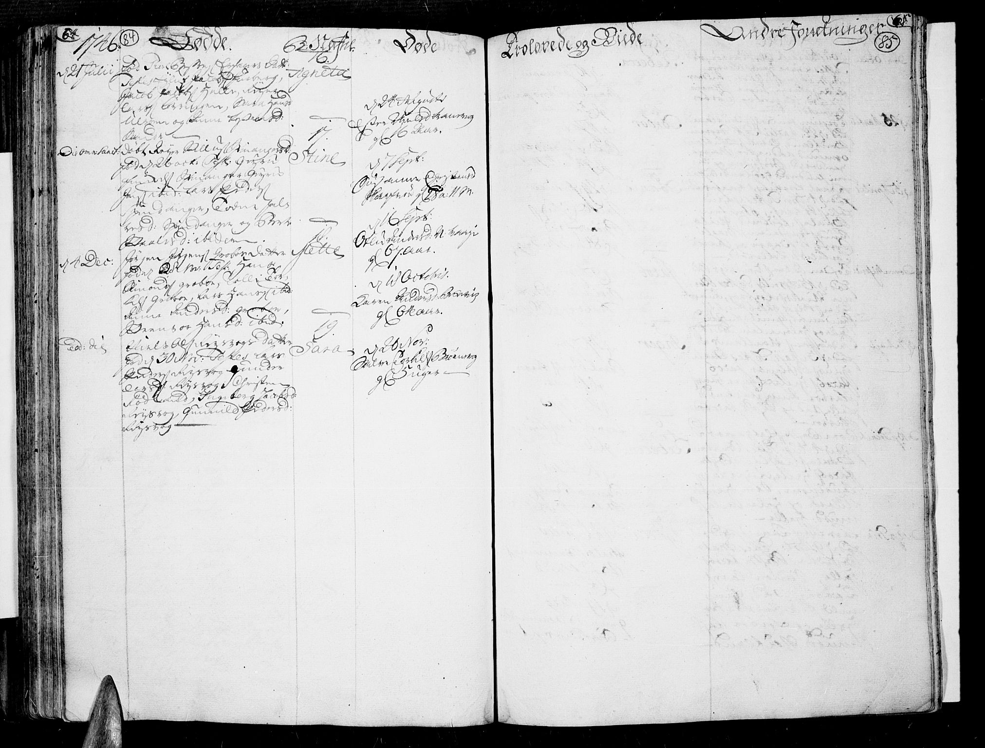 Lista sokneprestkontor, AV/SAK-1111-0027/F/Fa/L0002: Parish register (official) no. A 2 /3, 1726-1751, p. 84-85