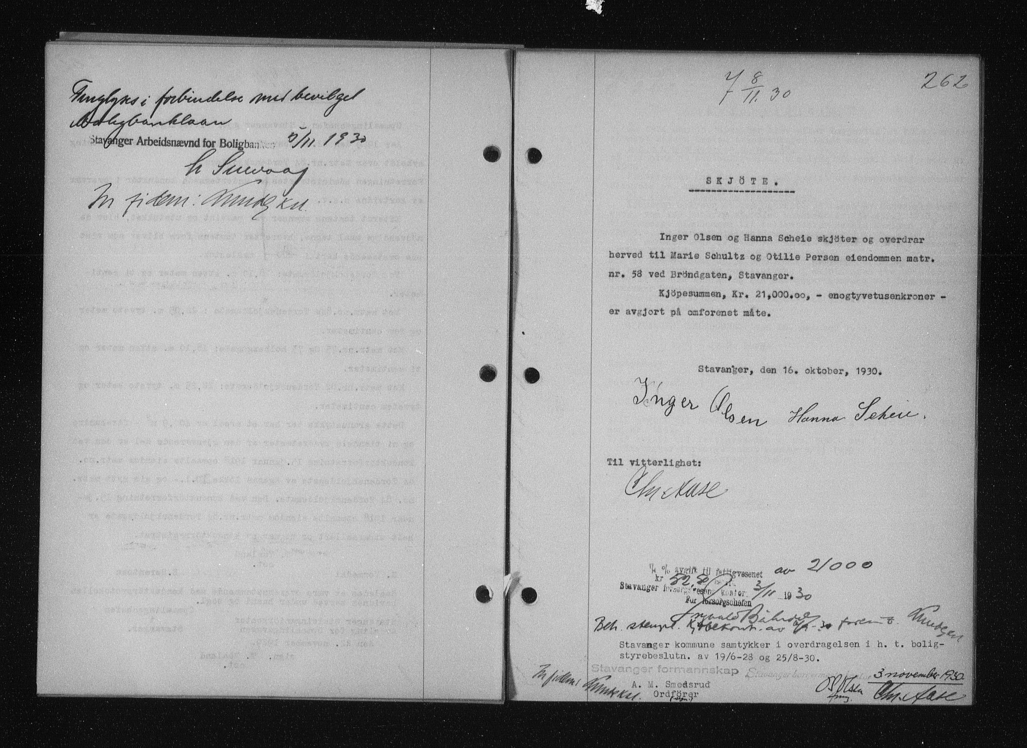 Stavanger byfogd, SAST/A-101408/001/4/41/410/410BB/L0058: Mortgage book no. 48, 1930-1931, Deed date: 08.11.1930