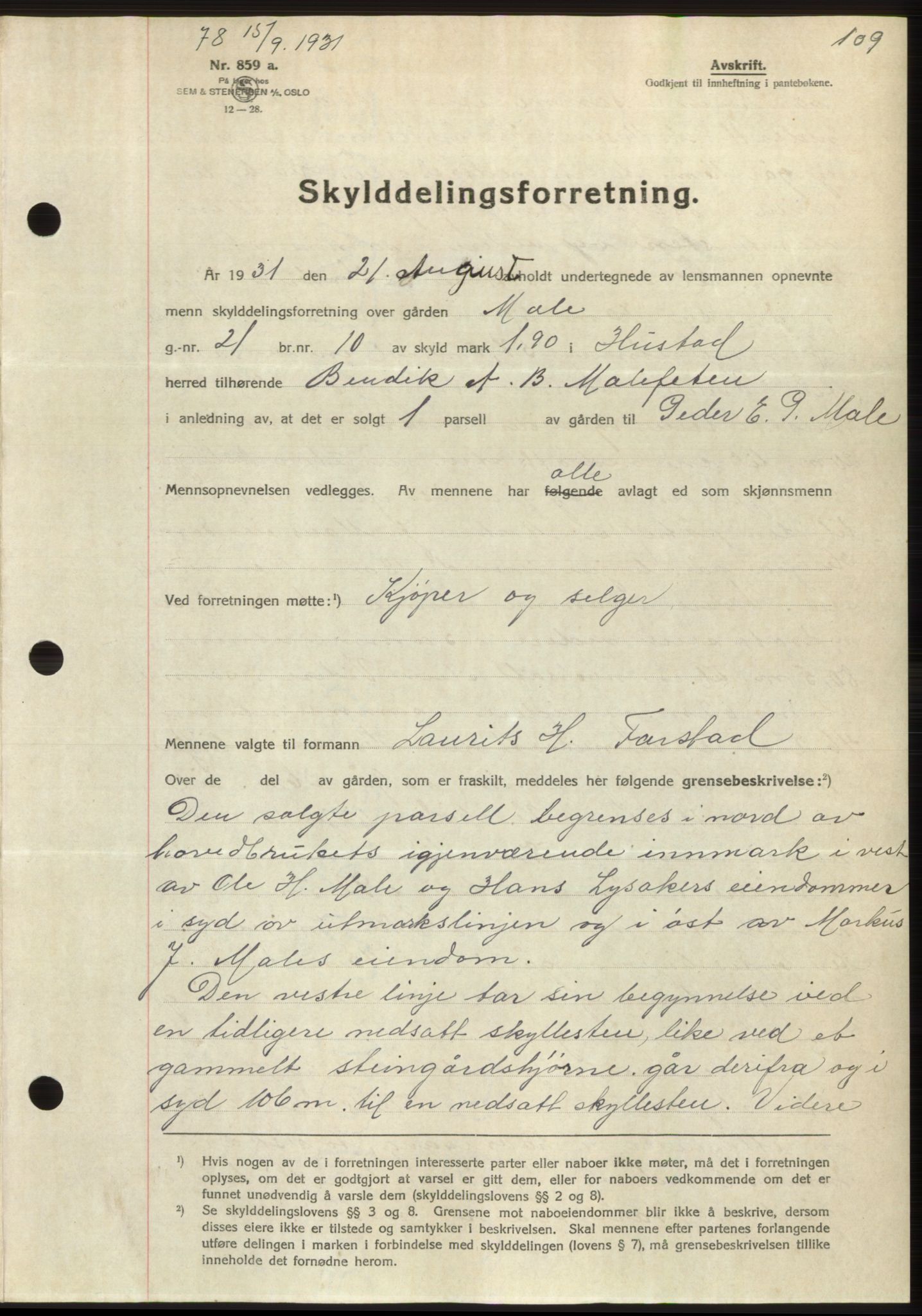 Romsdal sorenskriveri, AV/SAT-A-4149/1/2/2C/L0060: Mortgage book no. 54, 1931-1932, Deed date: 15.09.1931