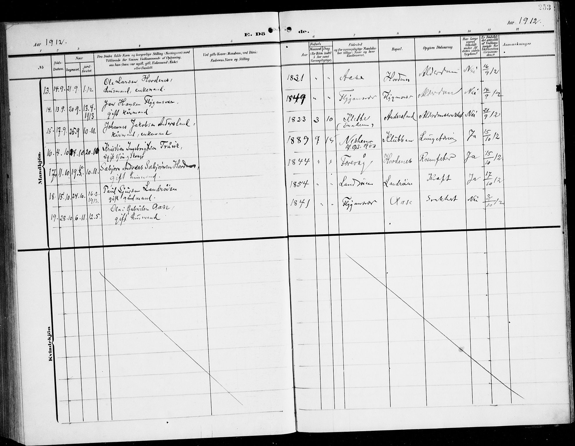 Tysnes sokneprestembete, AV/SAB-A-78601/H/Haa: Parish register (official) no. D 2, 1905-1922, p. 253