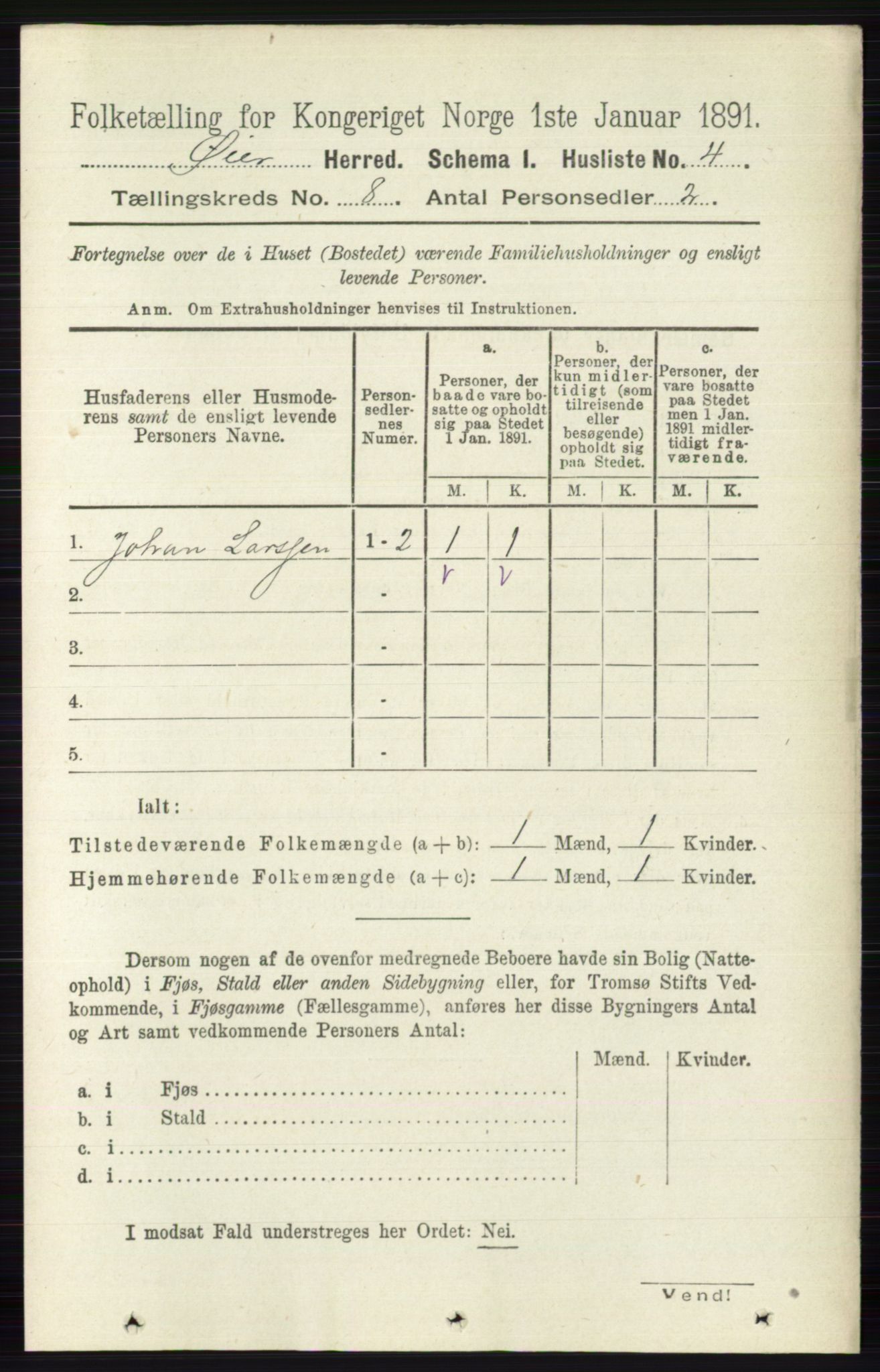 RA, 1891 census for 0521 Øyer, 1891, p. 2649