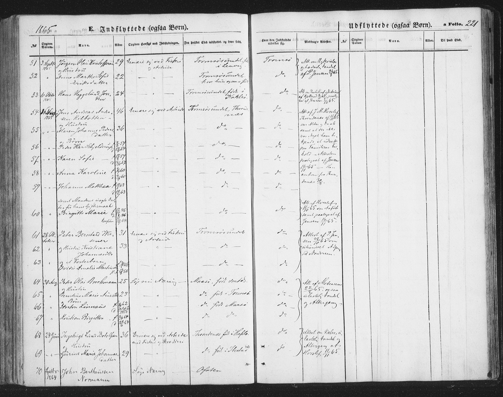 Tromsø sokneprestkontor/stiftsprosti/domprosti, SATØ/S-1343/G/Ga/L0012kirke: Parish register (official) no. 12, 1865-1871, p. 221