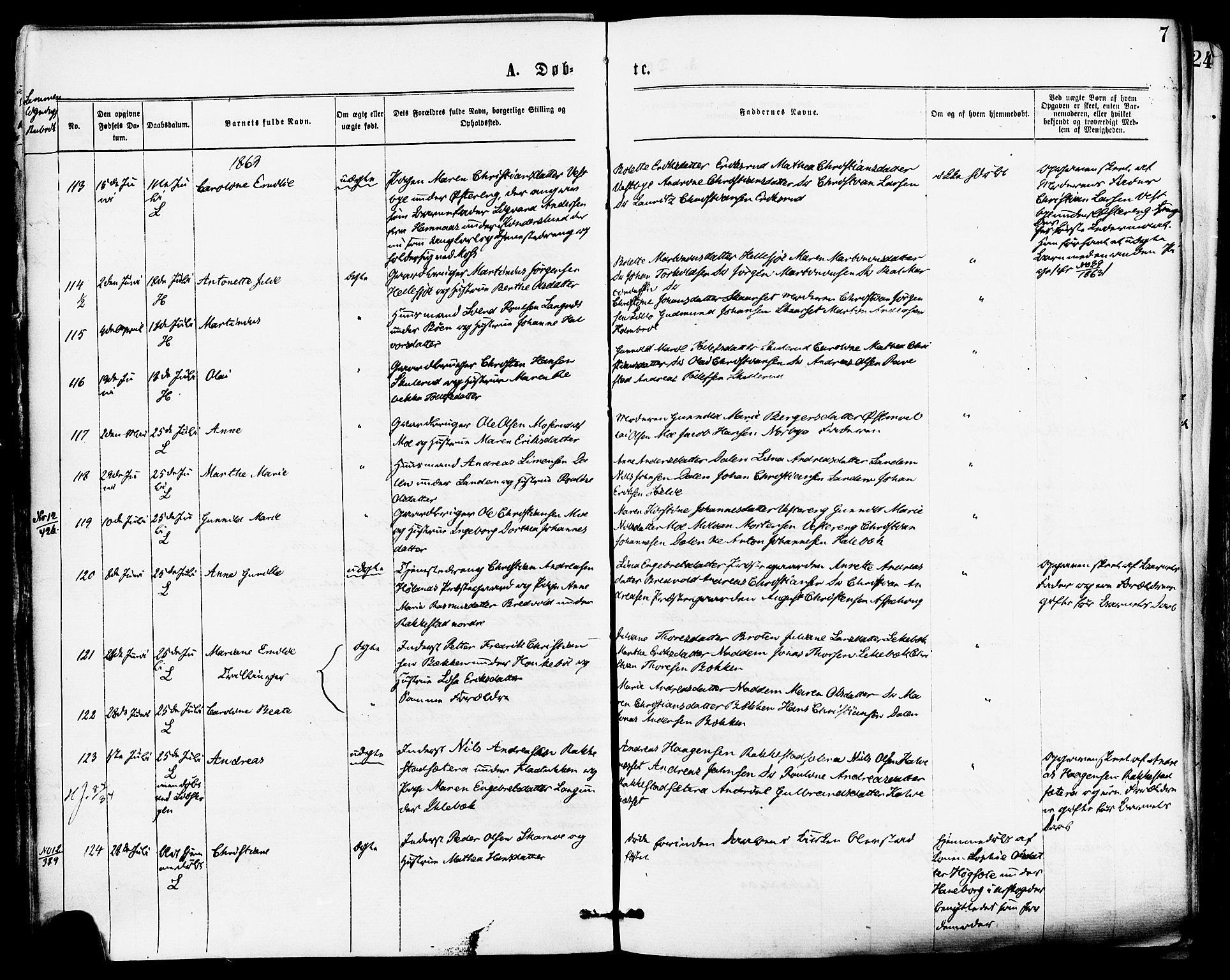 Høland prestekontor Kirkebøker, AV/SAO-A-10346a/F/Fa/L0012.a: Parish register (official) no. I 12A, 1869-1879, p. 7